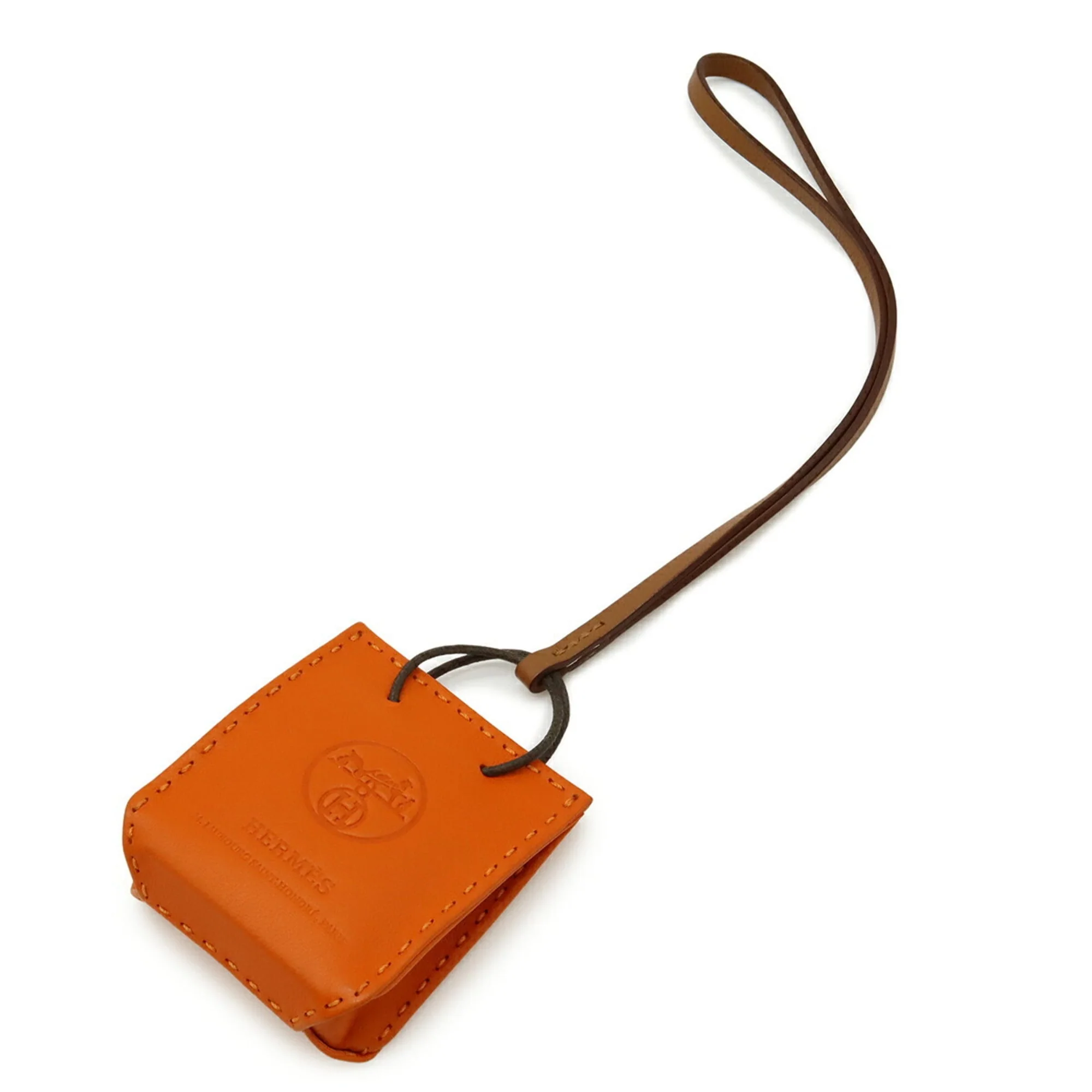 Charm Agneau Milo and Swift Leather Feu and Gold Handbag Charm