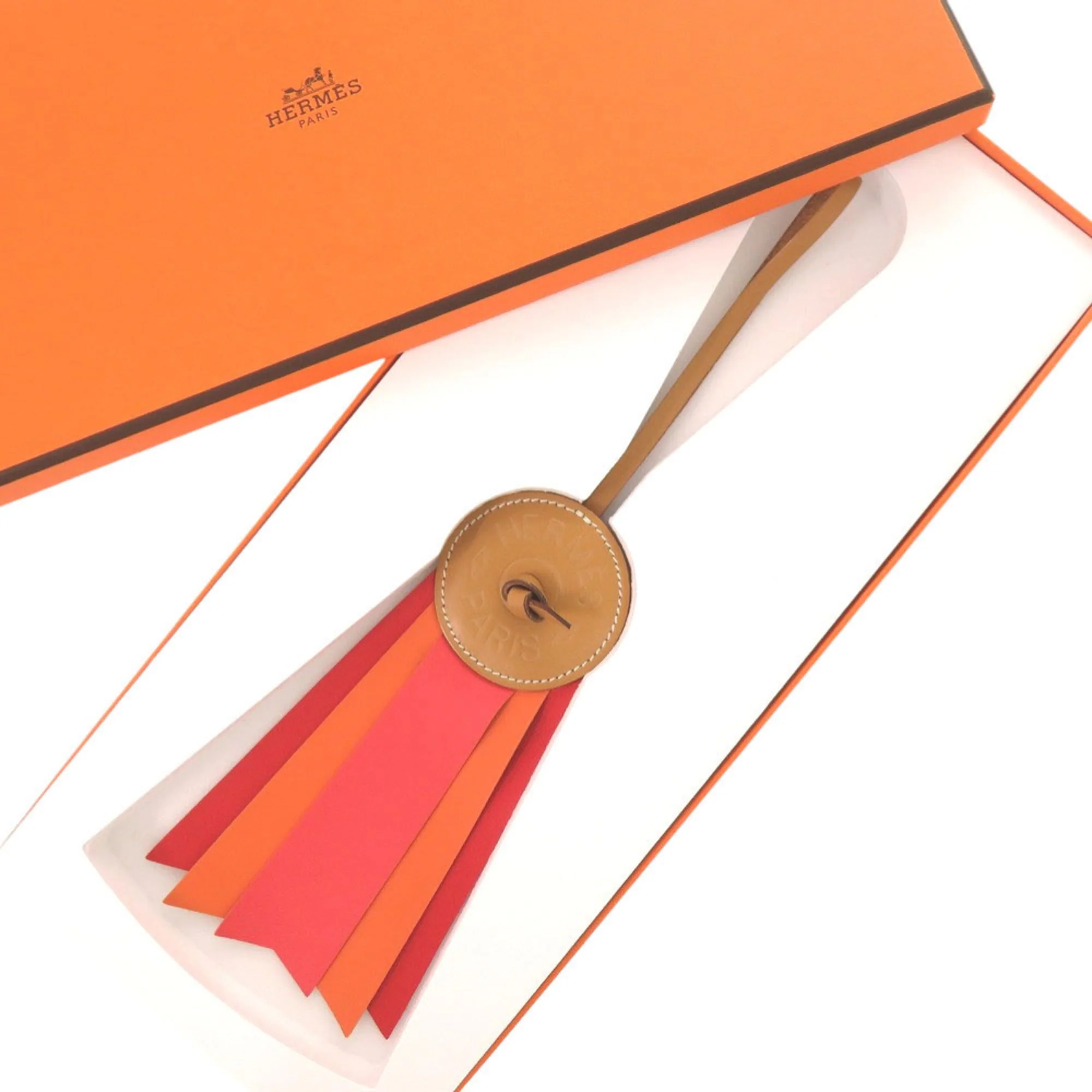 Charm Agneau Milo Leather Brown Natural Sable Orange Red Handbag Charm - Image 2