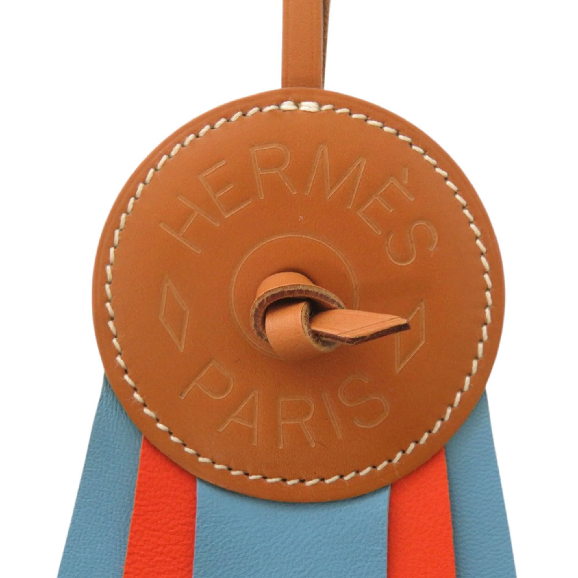 Paddock Flott Charm Leather Blue Atoll Brown and Orange Handbag Charm - Image 4