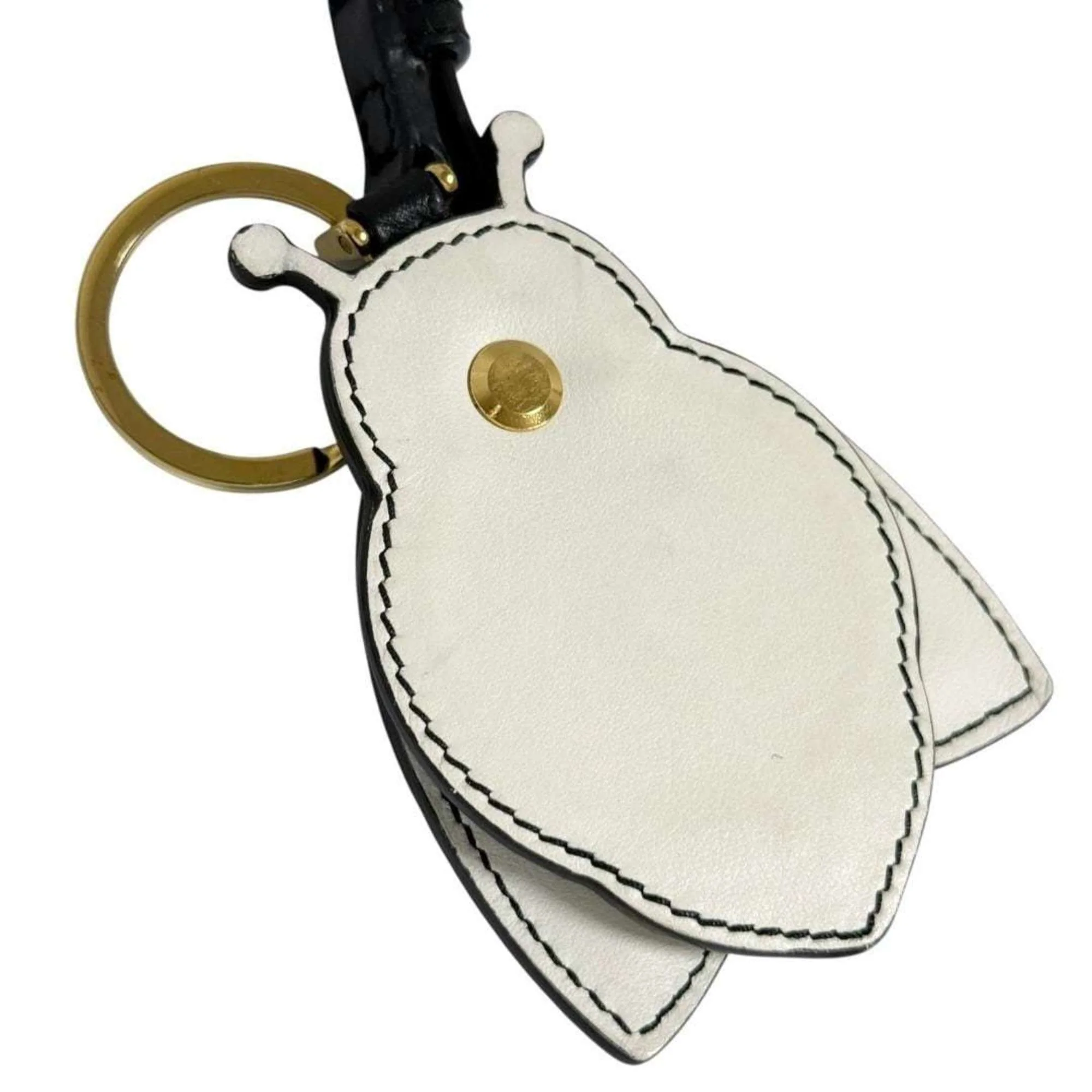 Charm Leather and Metal Strap Mirror Bee Motif Handbag Charm - Image 4