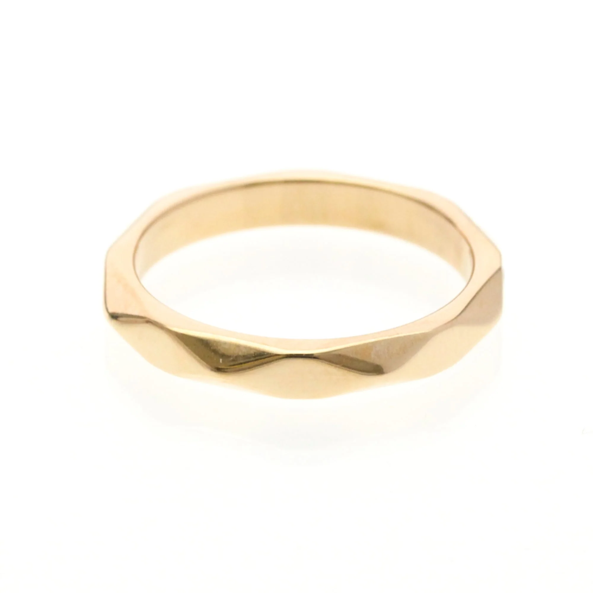 Faceted Band Ring 18K Rose Gold with Diamond - Image 4