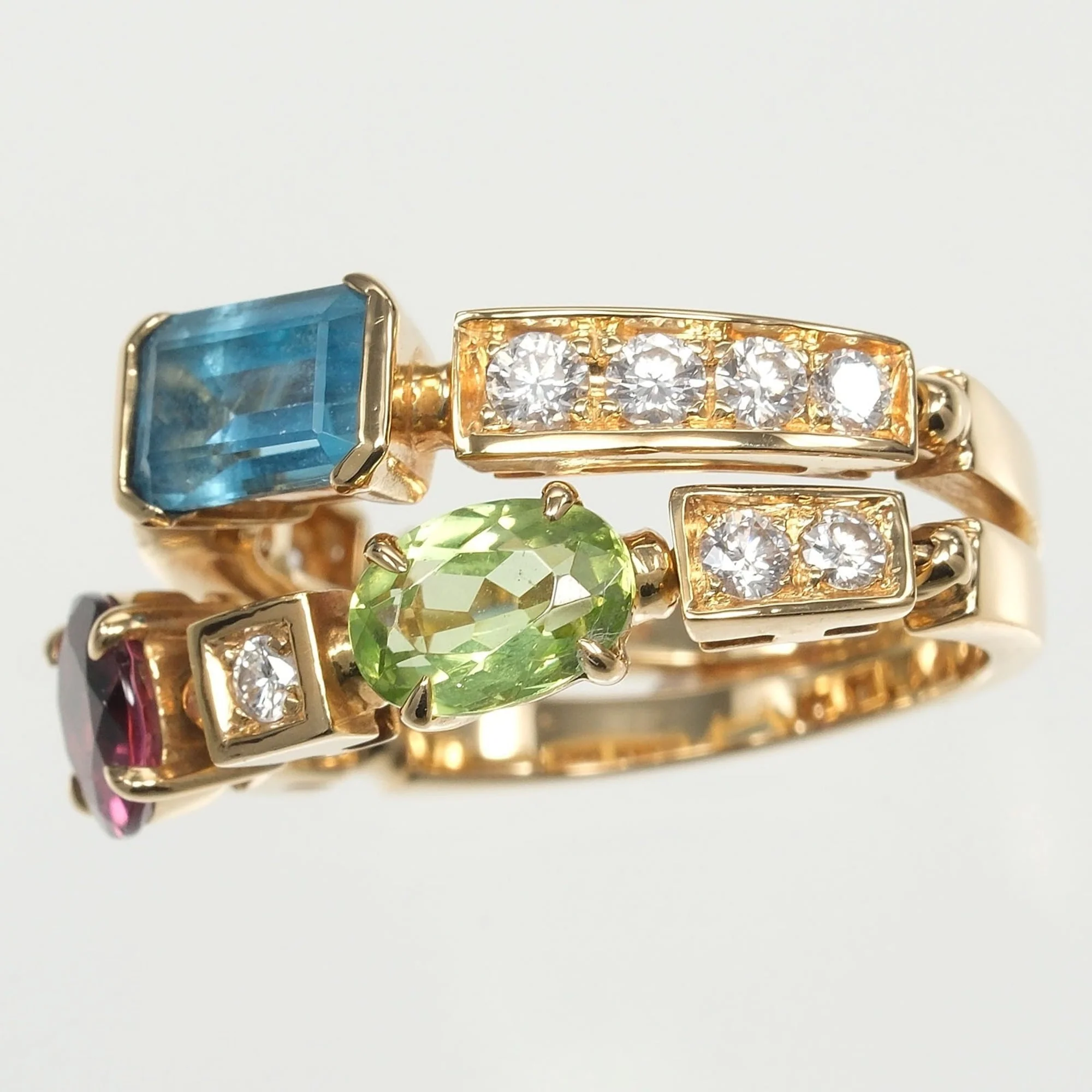 Allegra Ring 18K Yellow Gold with Diamond Peridot Topaz Tourmaline - Image 7