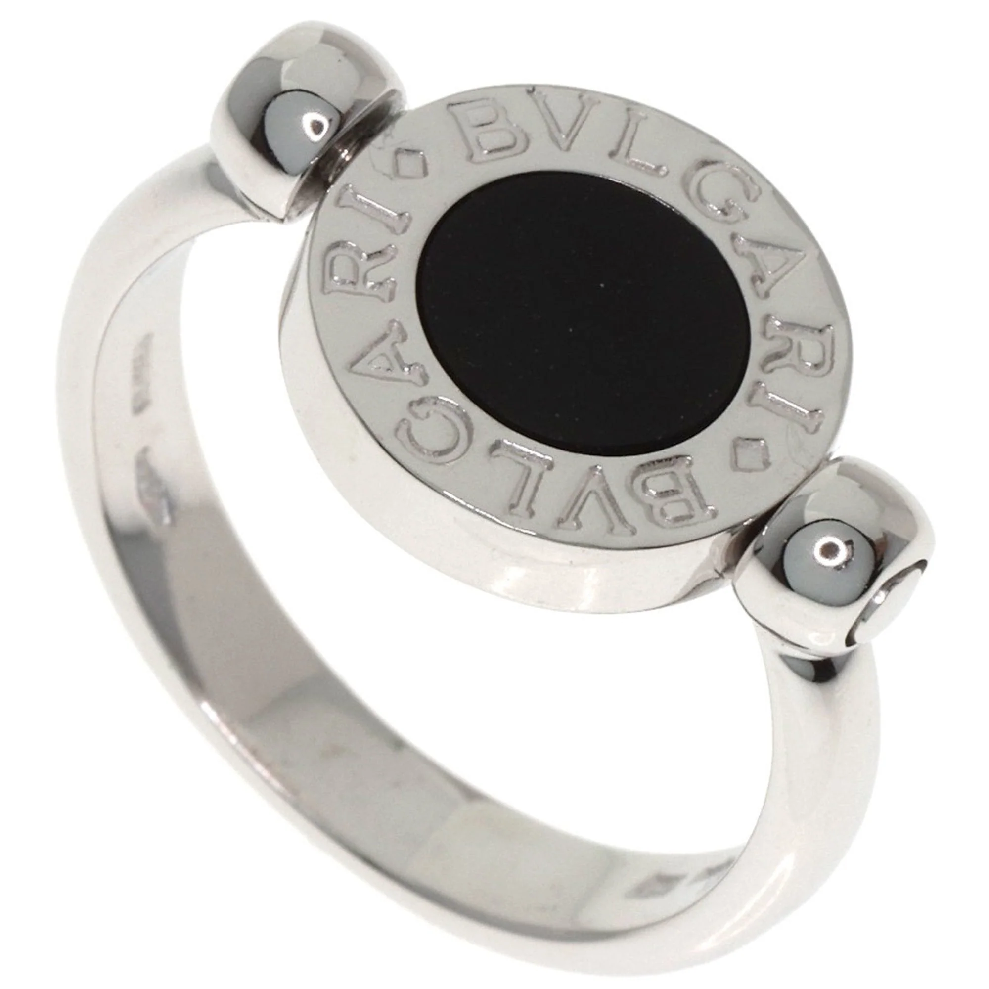 Band Ring 18K White Gold With Diamond and Onyx