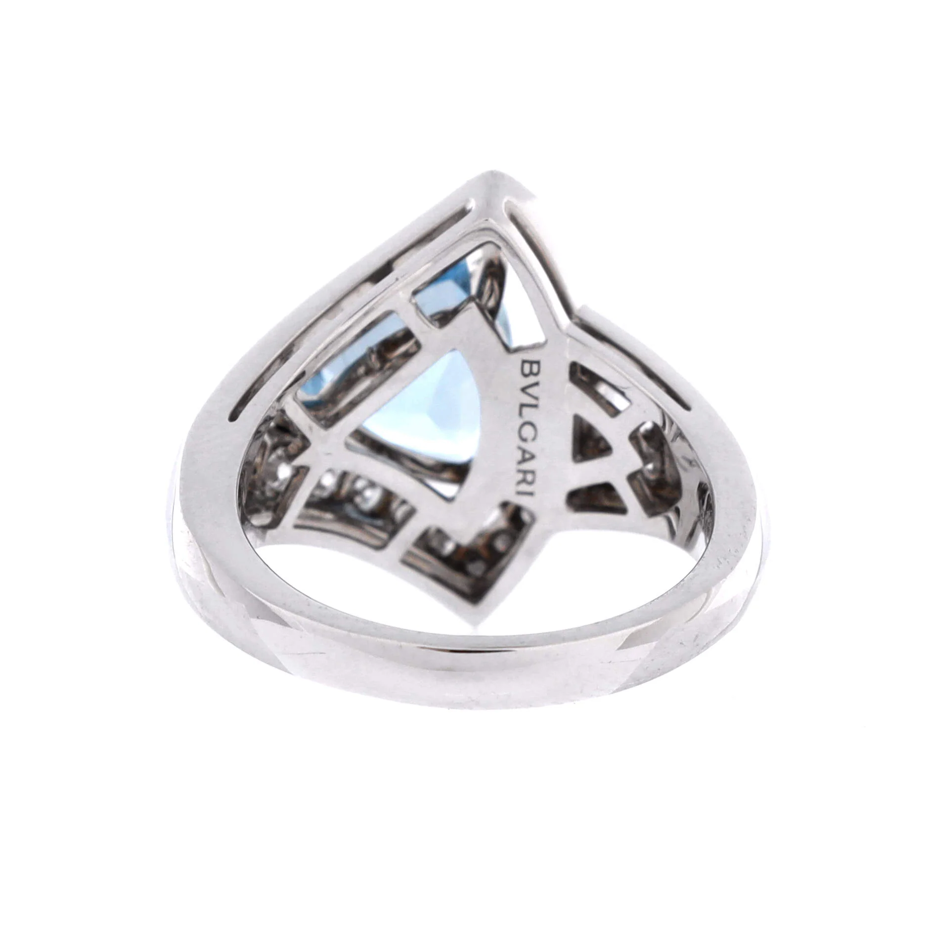 Divas' Dream Openwork Ring 18K White Gold with Diamonds and Aquamarine - Image 3