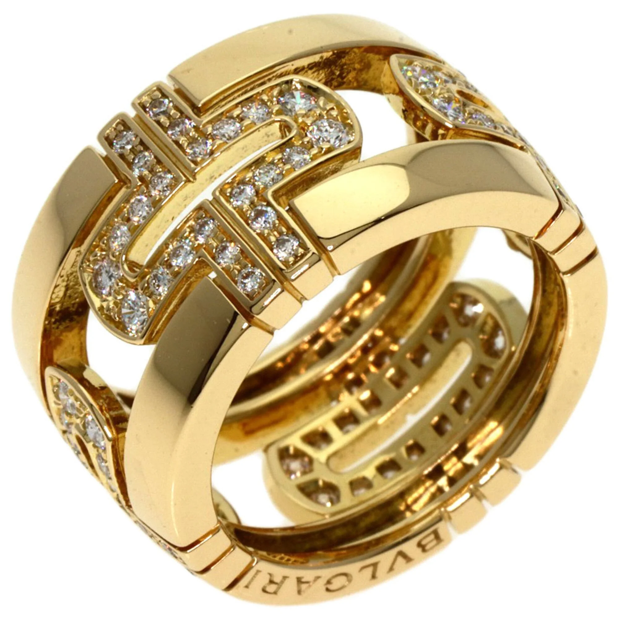 Parentesi Ring 18K Yellow Gold Large with Diamond - Image 2