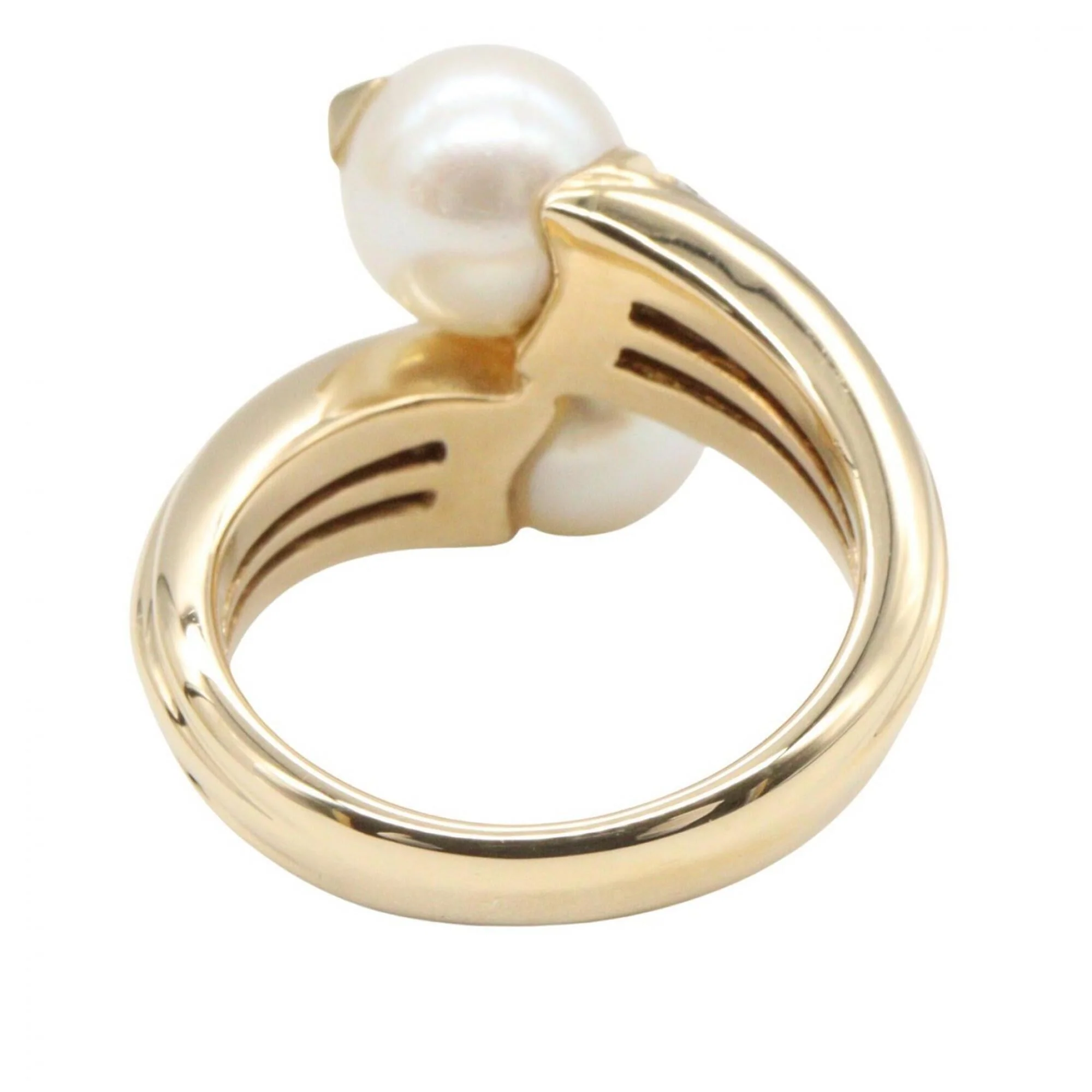 Ring 18K Yellow Gold with Diamond and Pearl - Image 3