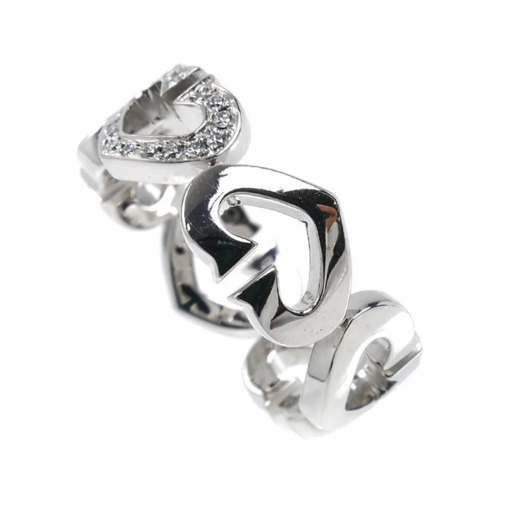 C Heart Ring 18K White Gold with Diamonds - Image 2