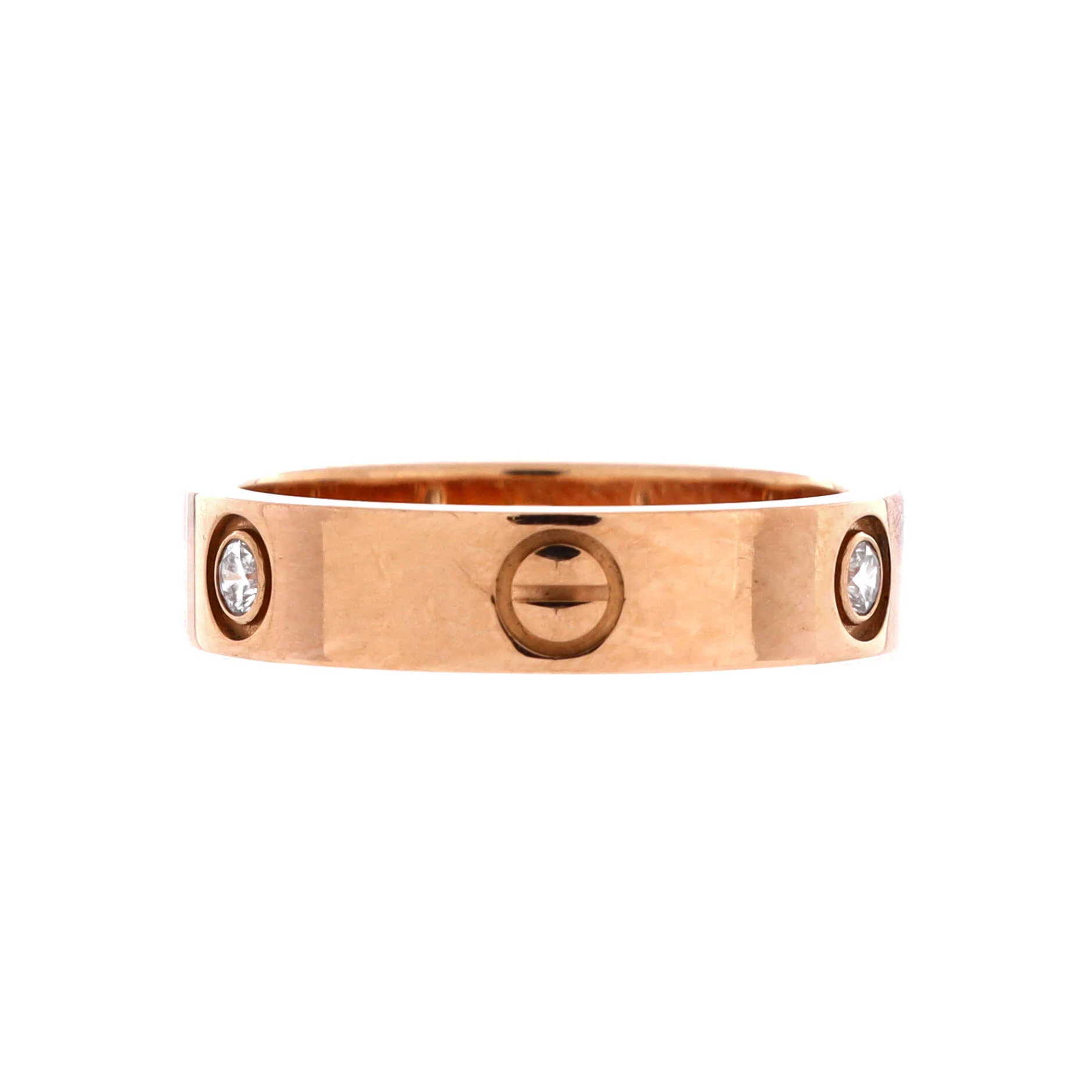 Love 3 Diamonds Band Ring 18K Rose Gold with Diamonds - Image 3