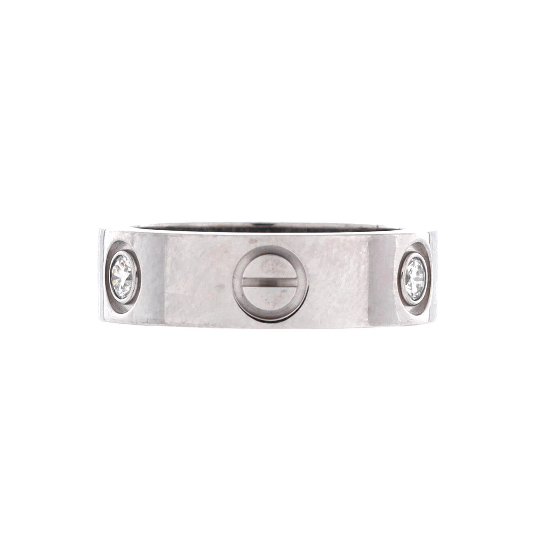 Love 3 Diamonds Band Ring 18K White Gold with Diamond - Image 3