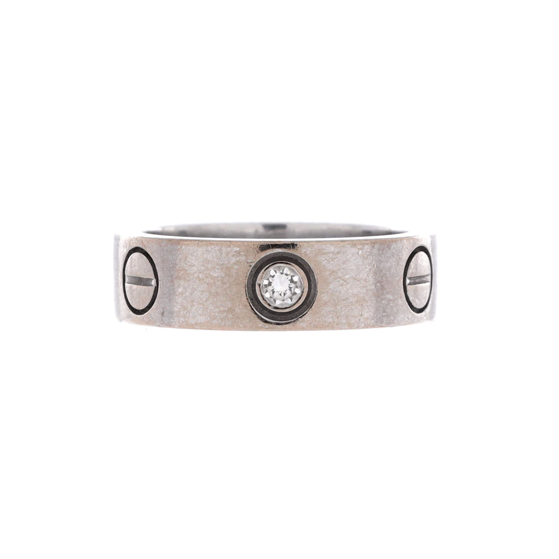 Love 3 Diamonds Band Ring 18K White Gold with Diamond