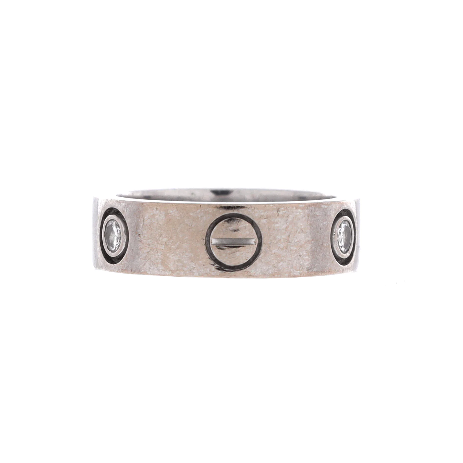 Love 3 Diamonds Band Ring 18K White Gold with Diamond - Image 2