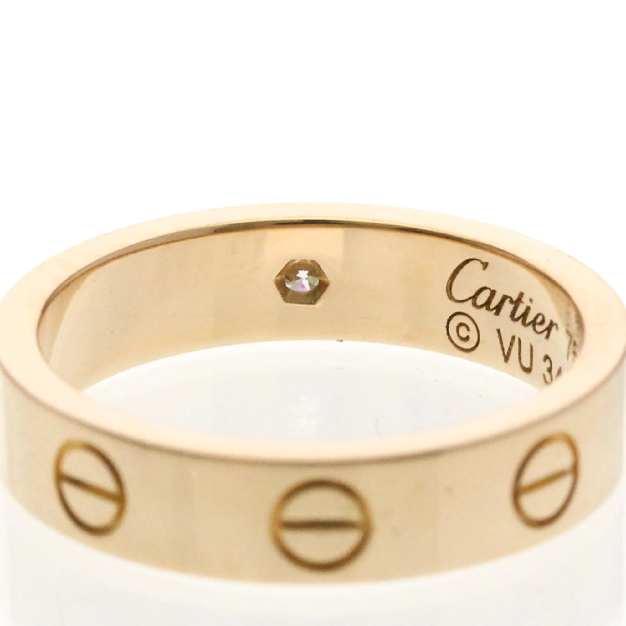 Love Band Ring 18K Rose Gold with Diamond Mini - Image 7