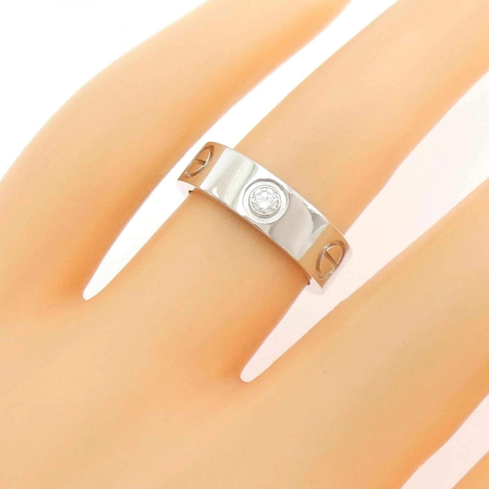 Love Half Diamond Ring 18K White Gold - Image 4