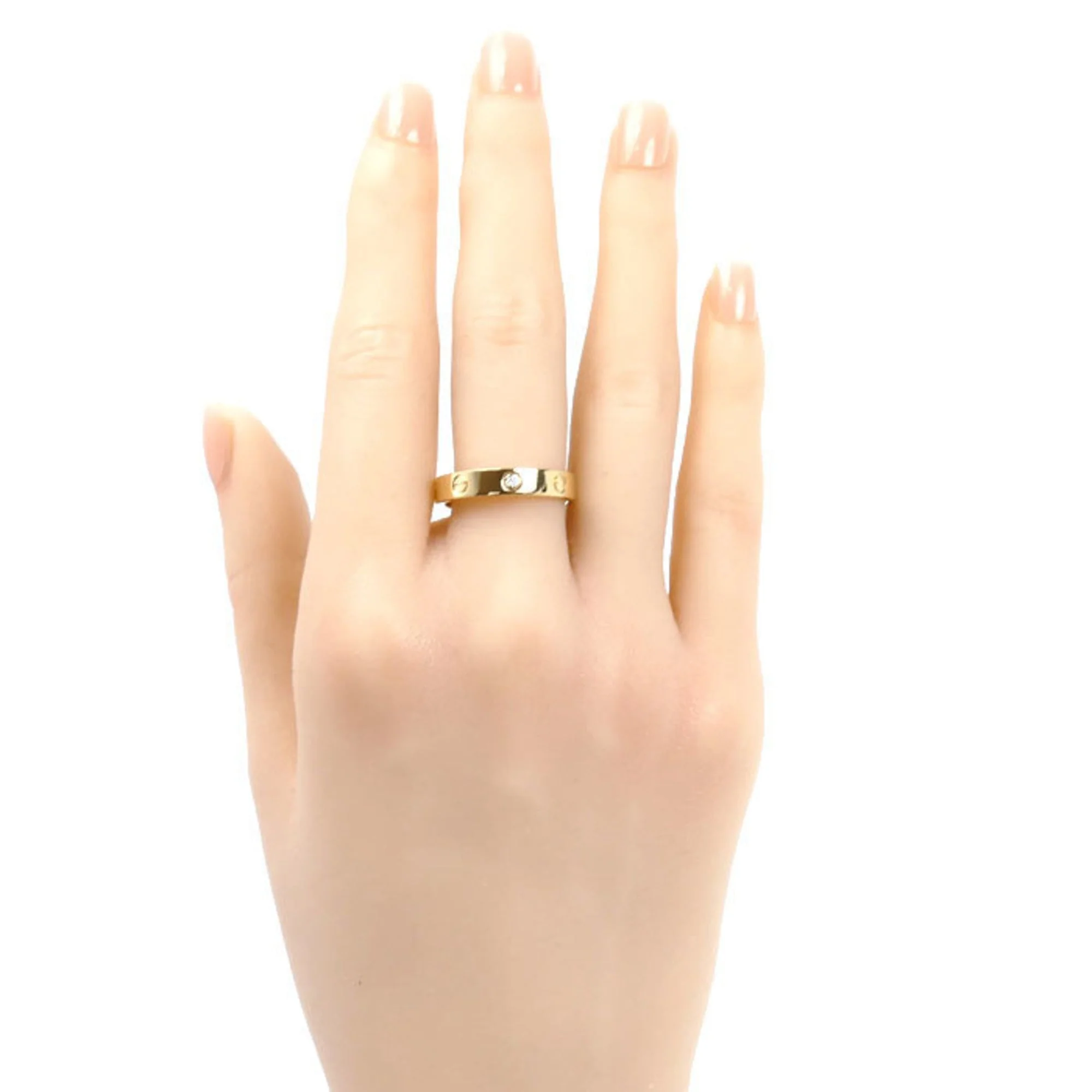 Love Ring 18K Yellow Gold Mini with Diamond - Image 7