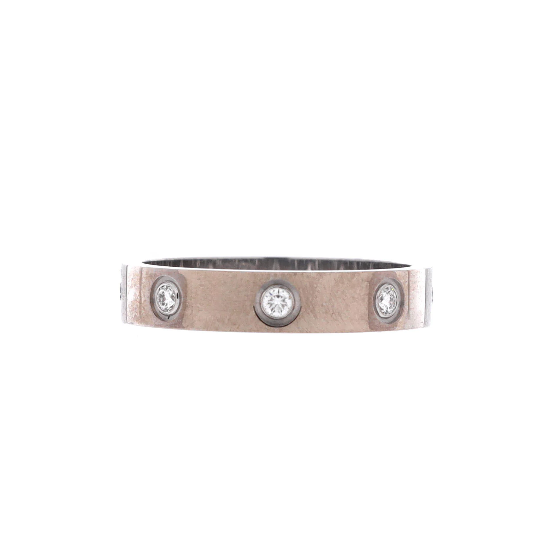 Love Wedding Band 8 Diamonds Ring 18K White Gold with Diamonds