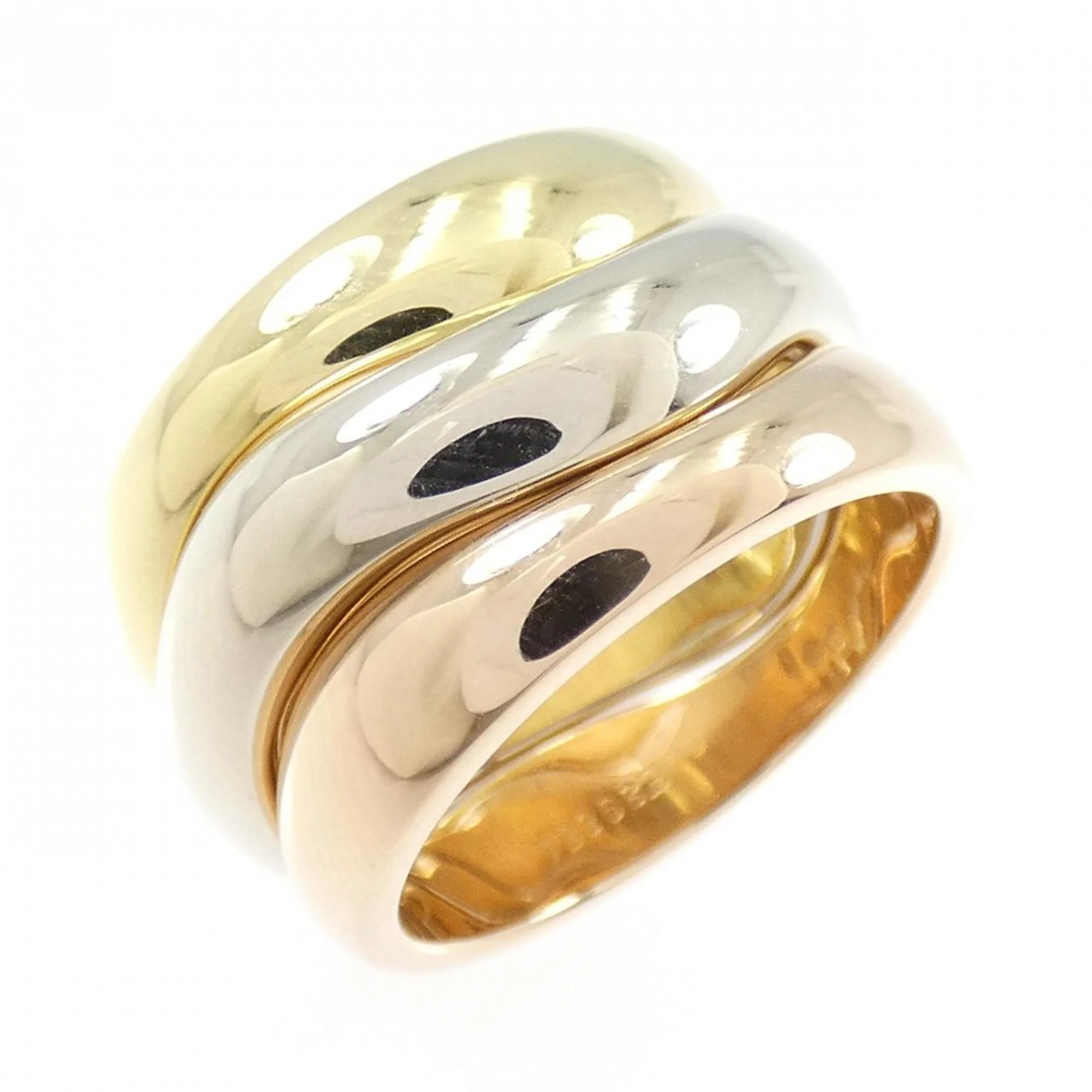 Vendome Louis Cartier Band Ring 18K Tricolor Gold