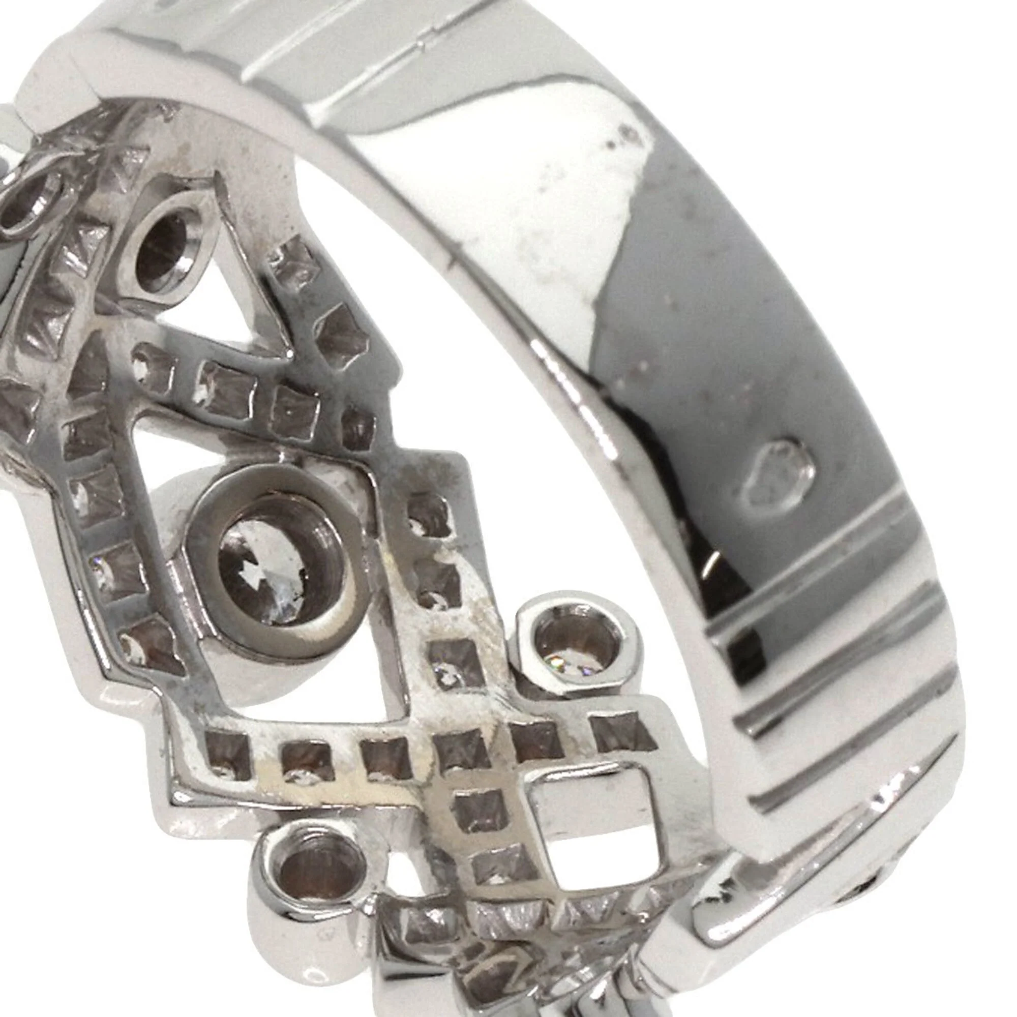 Baroque Band Ring 18K White Gold with Diamond - Image 9