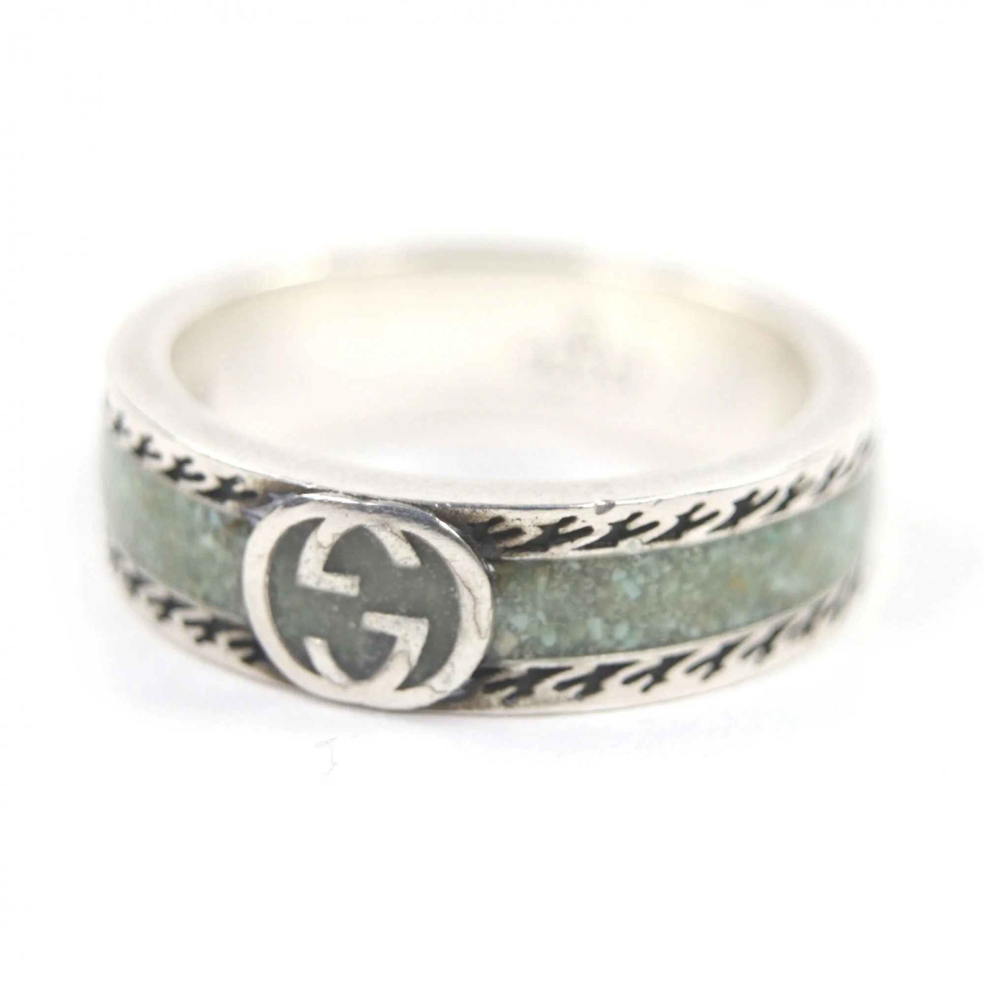 Interlocking G Band Ring Enamel and Sterling Silver