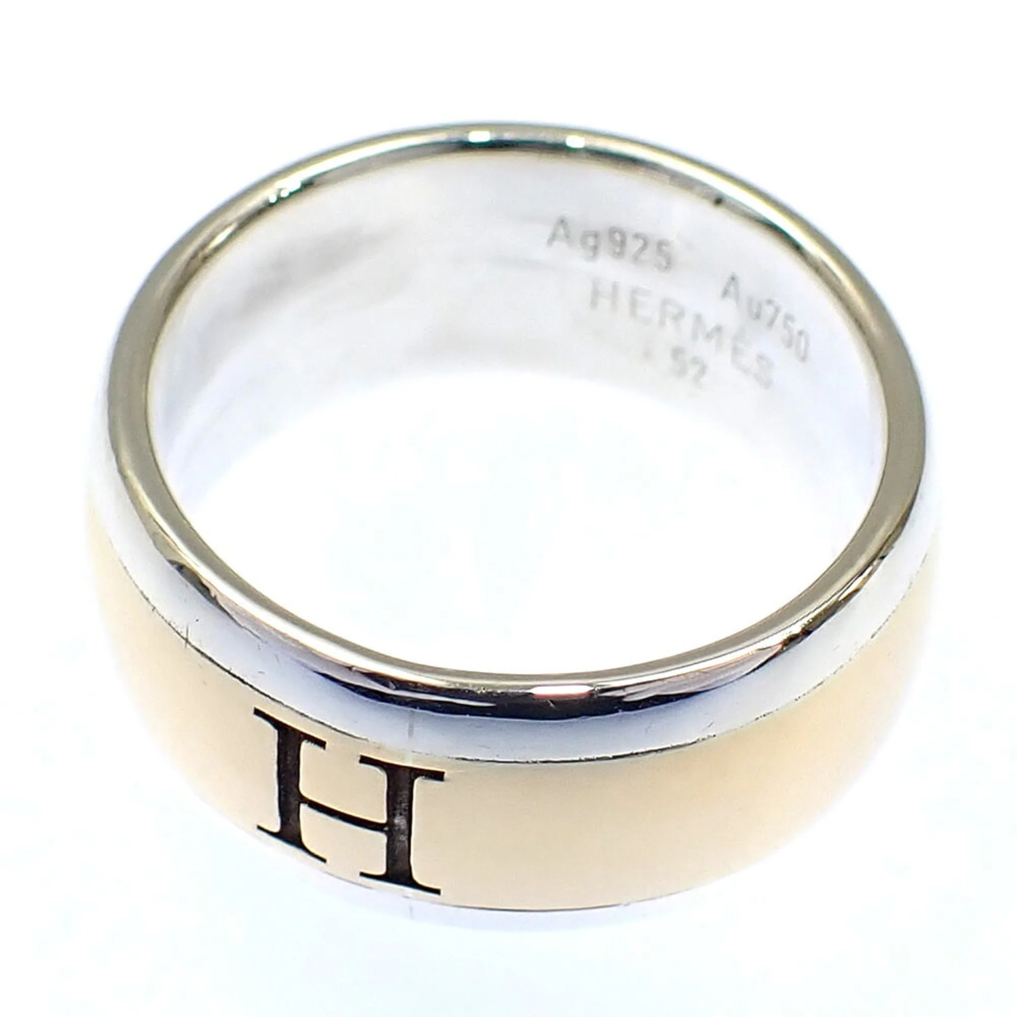 H Ring Sterling Silver and 18K Yellow Gold - Image 3