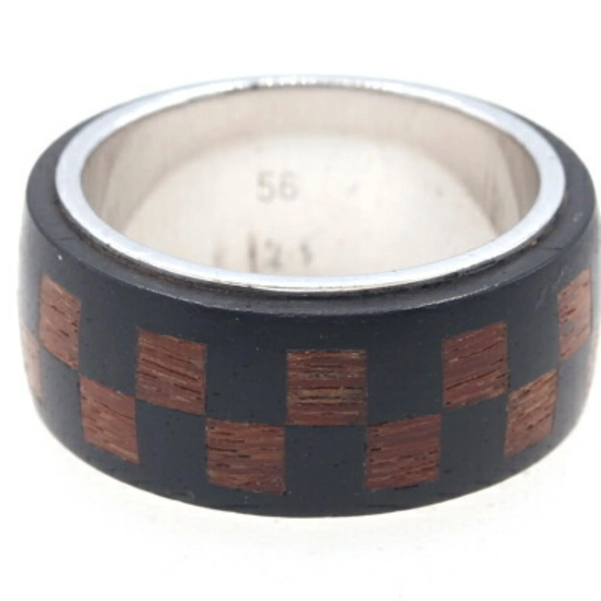 Damier Wood Band Ring Metal and Wood - Image 2