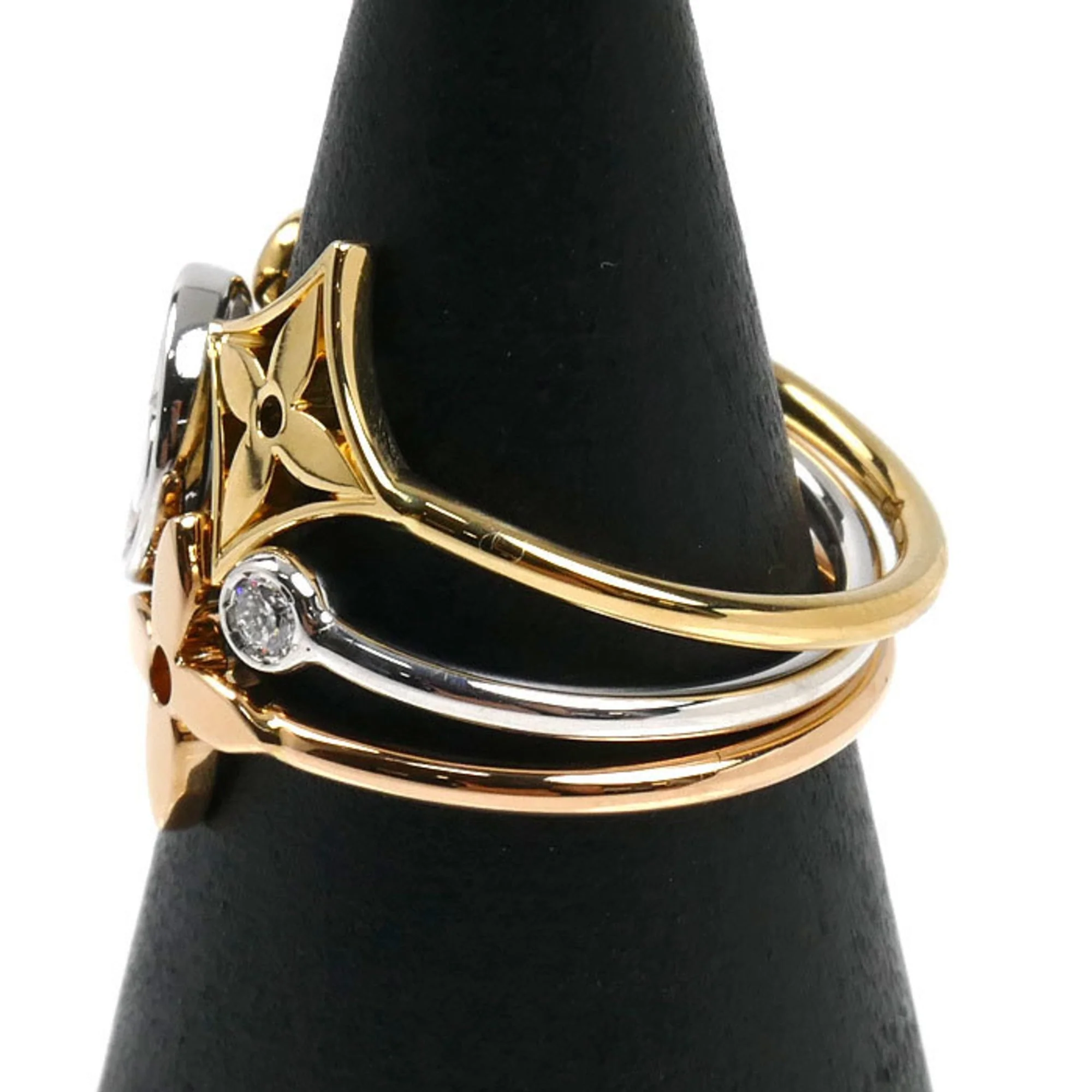 Ring with Diamond 18K Tricolor Gold - Image 2