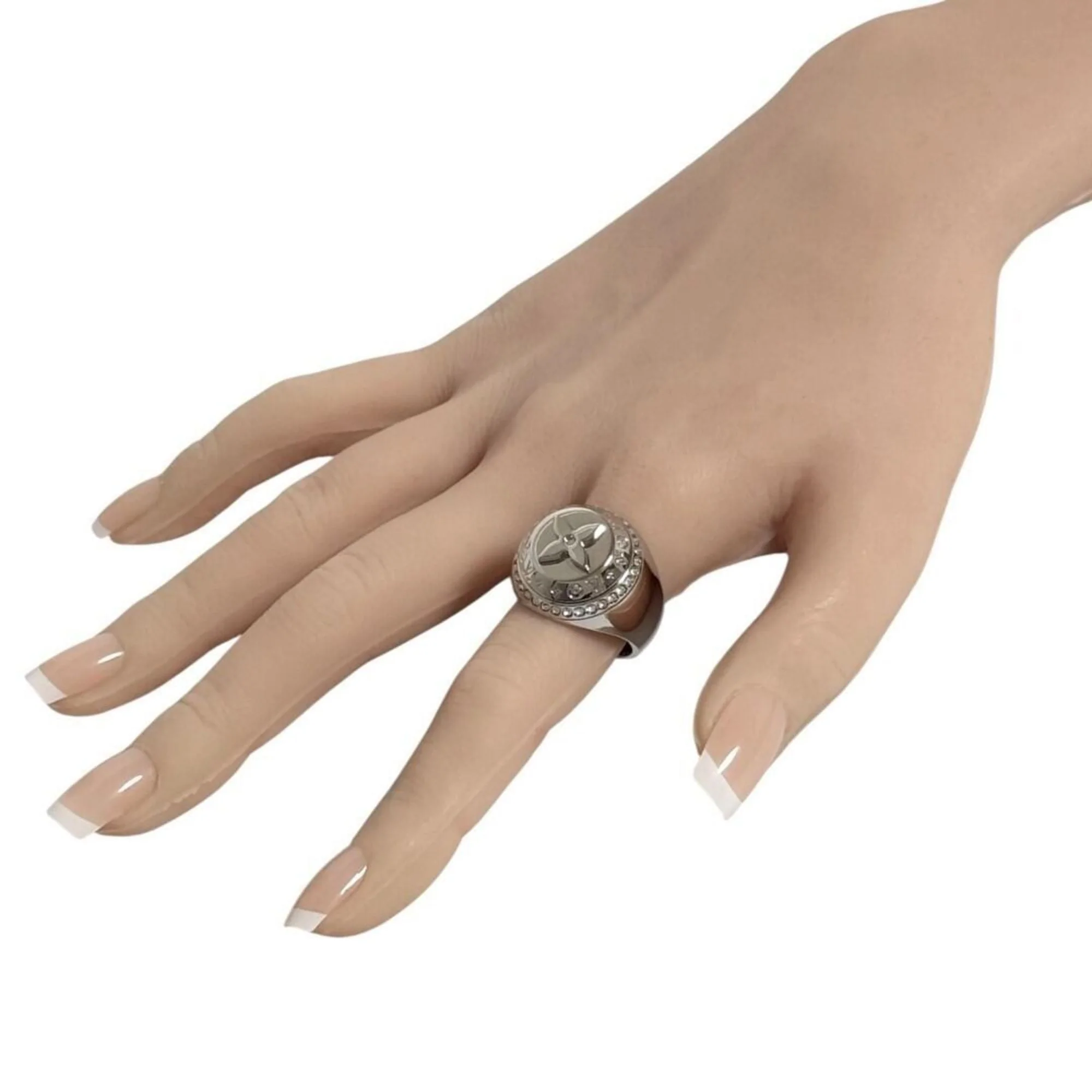 Signet Ring Metal and Rhinestone - Image 9
