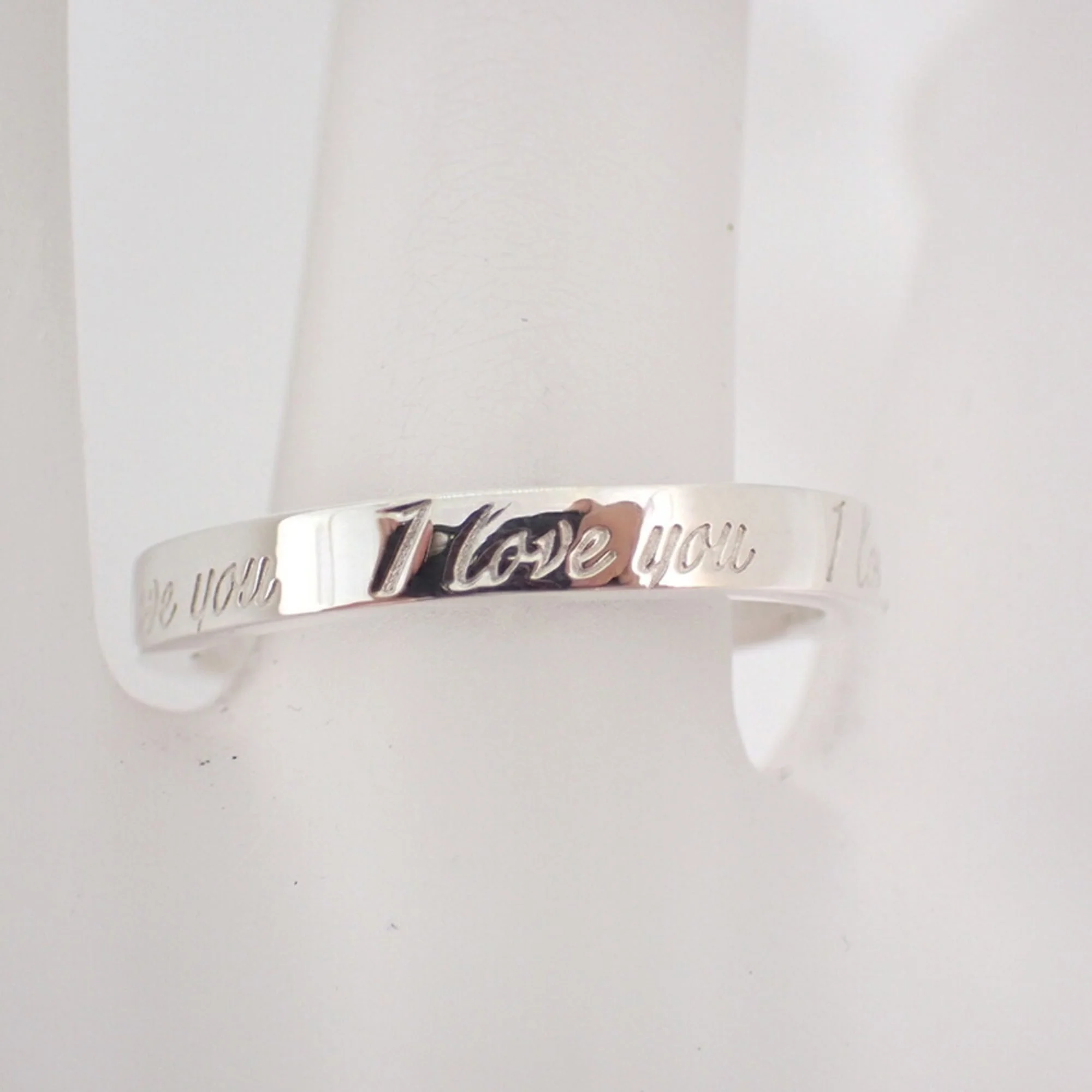Band Ring Sterling Silver Narrow I Love You - Image 4