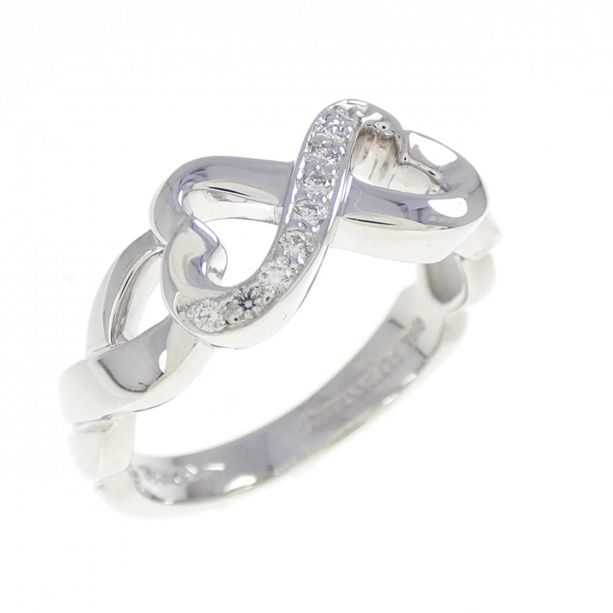 Double Loving Heart Ring 18K White Gold with Diamond