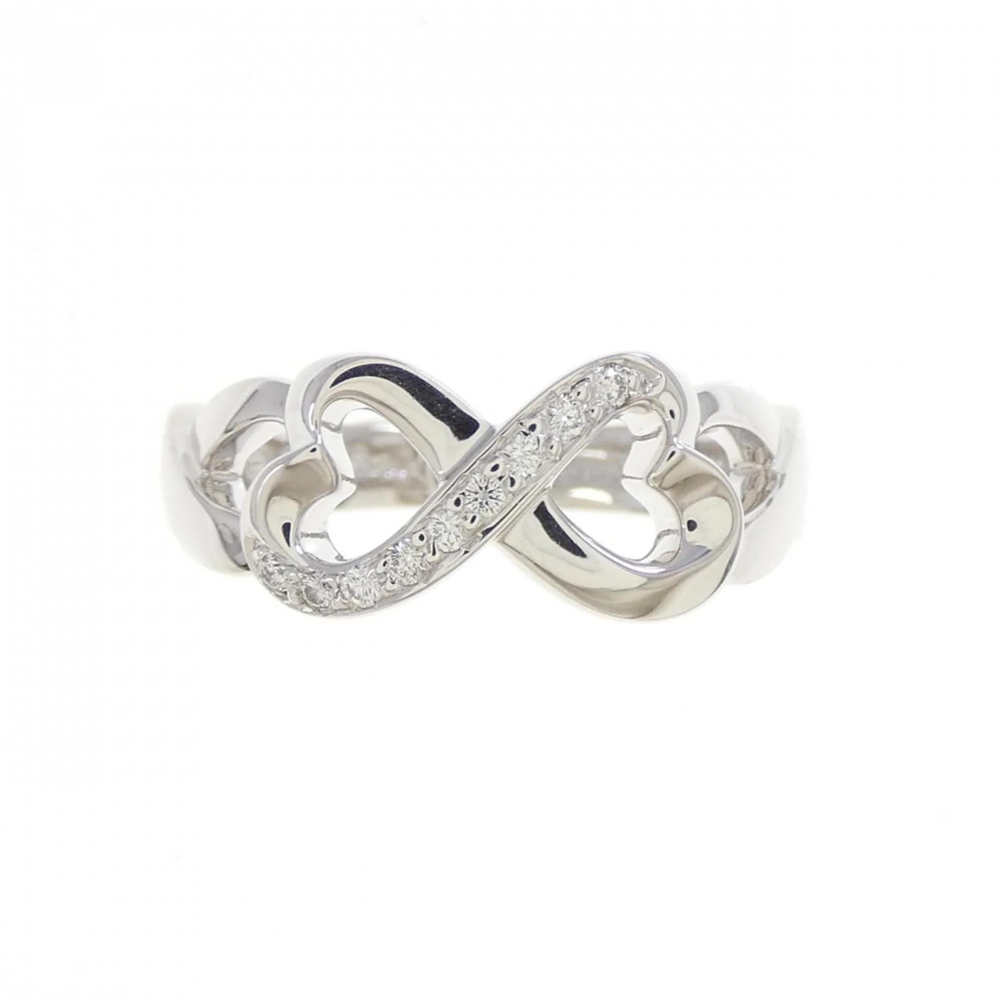 Double Loving Heart Ring 18K White Gold with Diamond - Image 2
