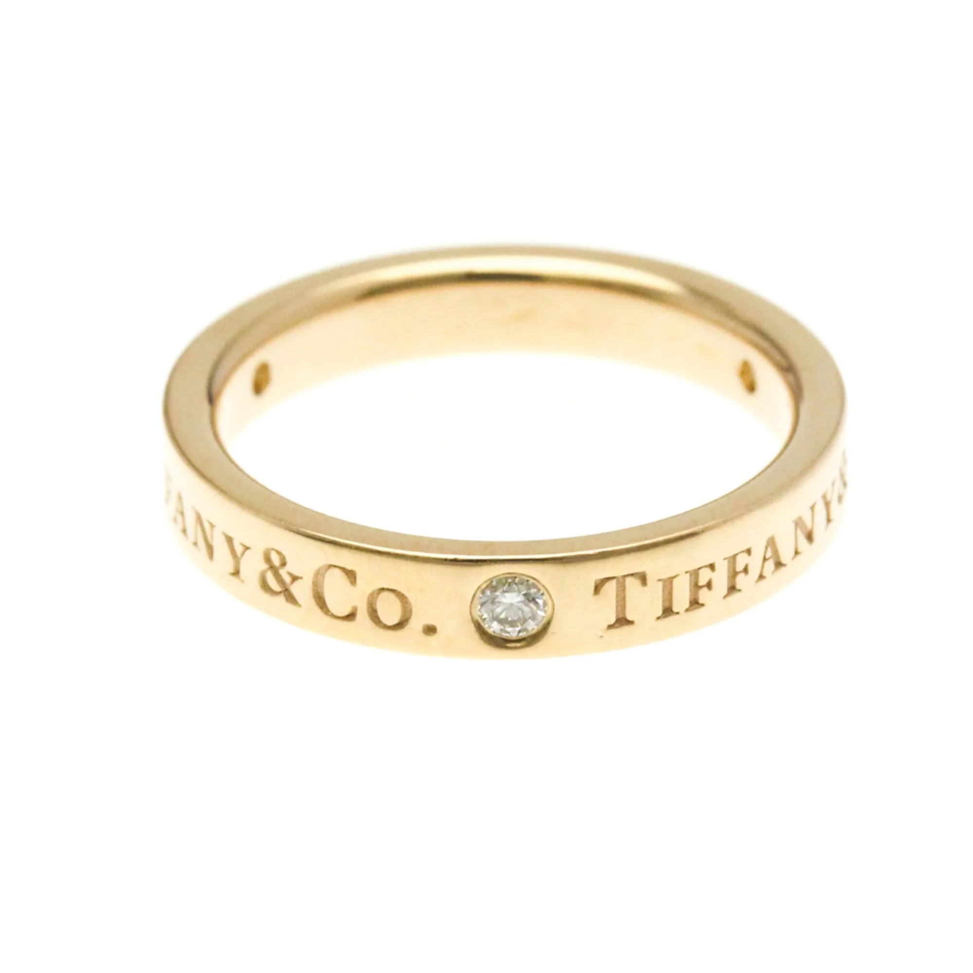 Flat Band Ring 18K Rose Gold with Diamond - Image 3