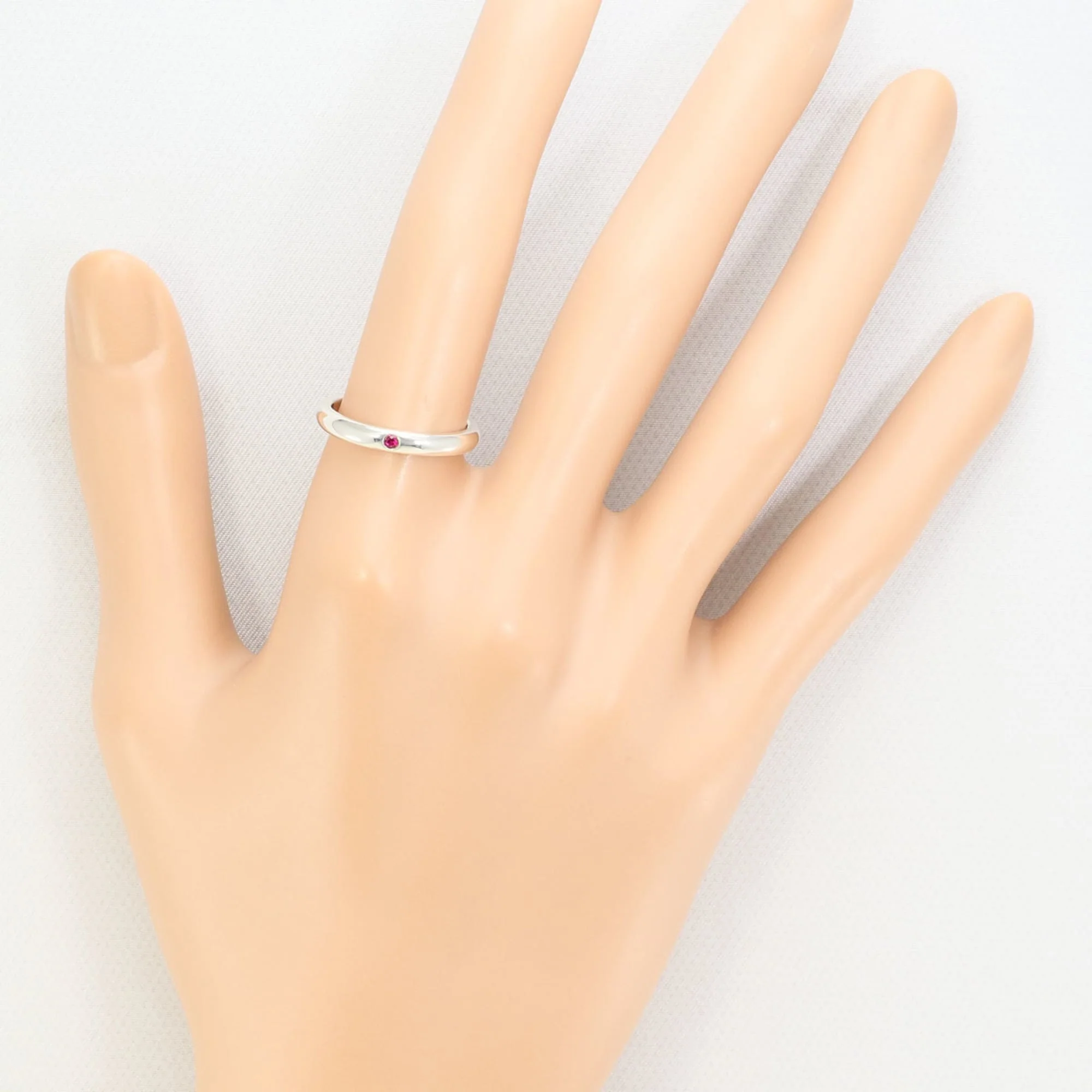 Stacking Band Ring Sterling Silver with Ruby - Image 6