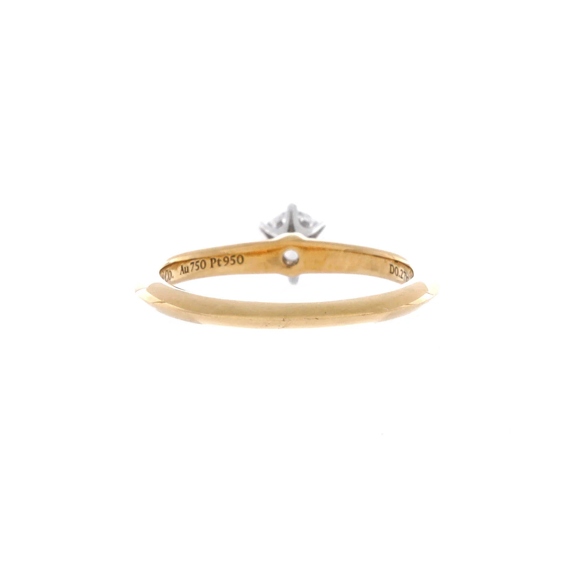 Tiffany Setting Solitaire Ring 18K Yellow Gold and RBC Diamond F/VVS2 0.27CT - Image 3