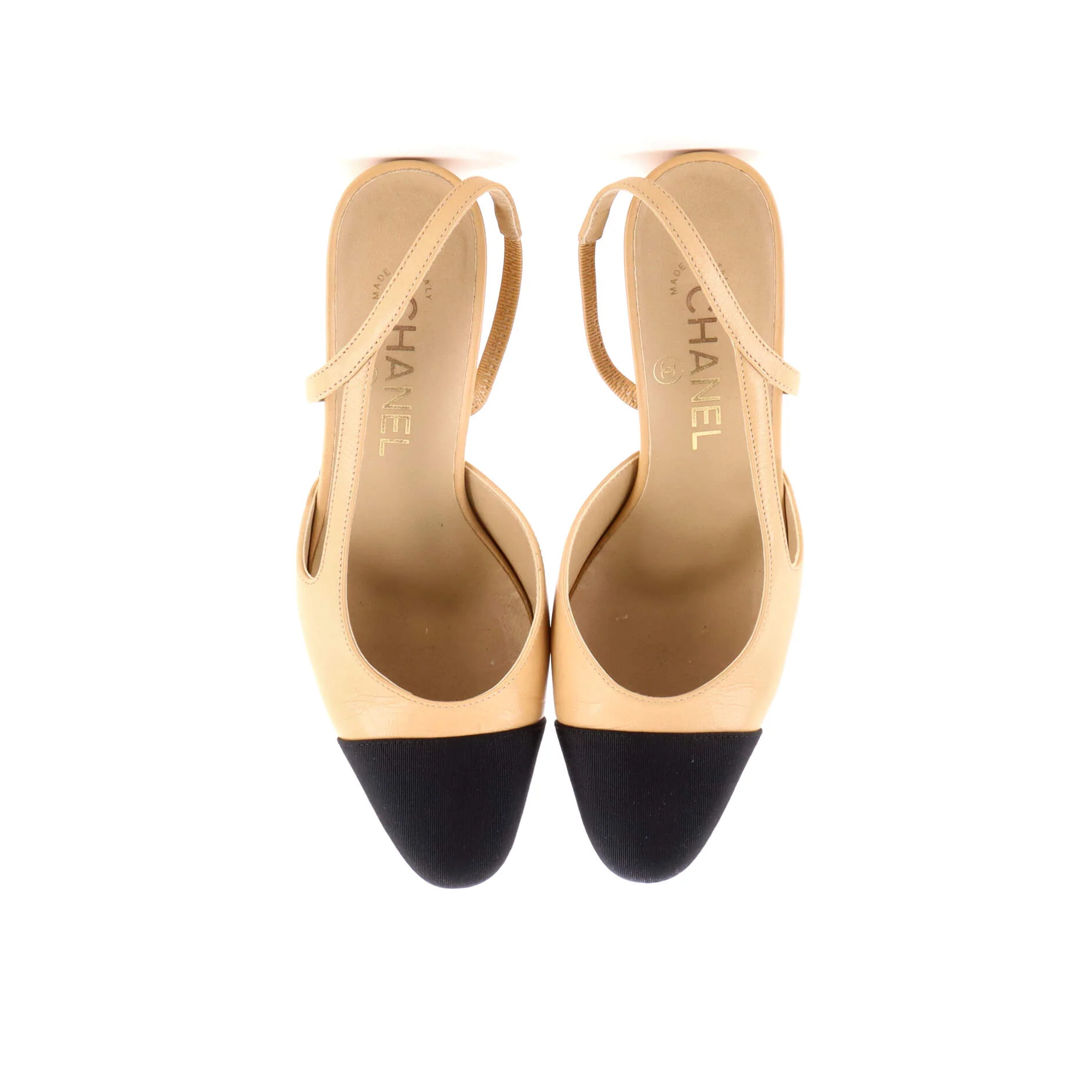 Women’s Cap Toe Slingback Pumps Leather with Grosgrain - Image 2