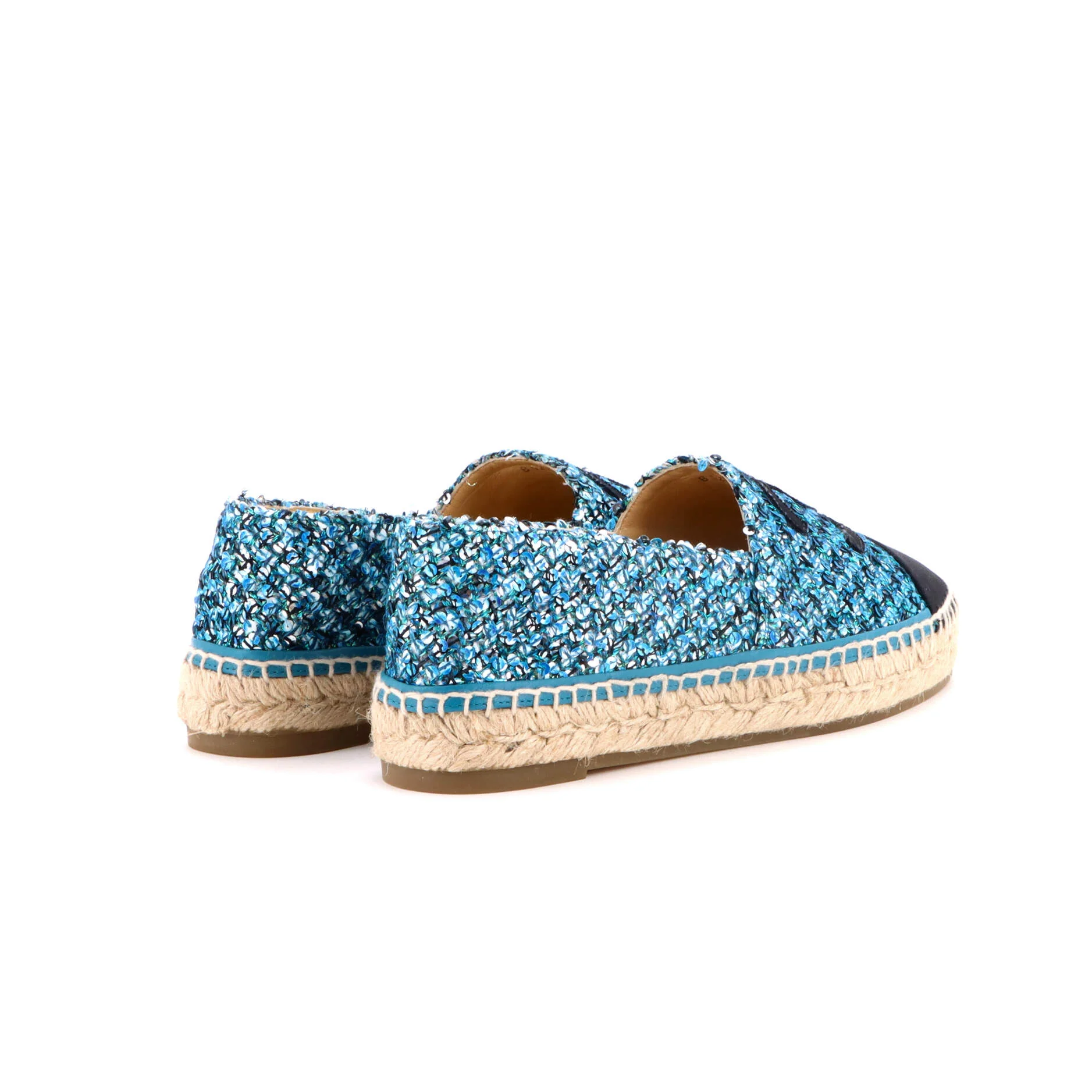 Women's CC Cap Toe Espadrilles Sequin Embellished Tweed with Grosgrain - Image 3
