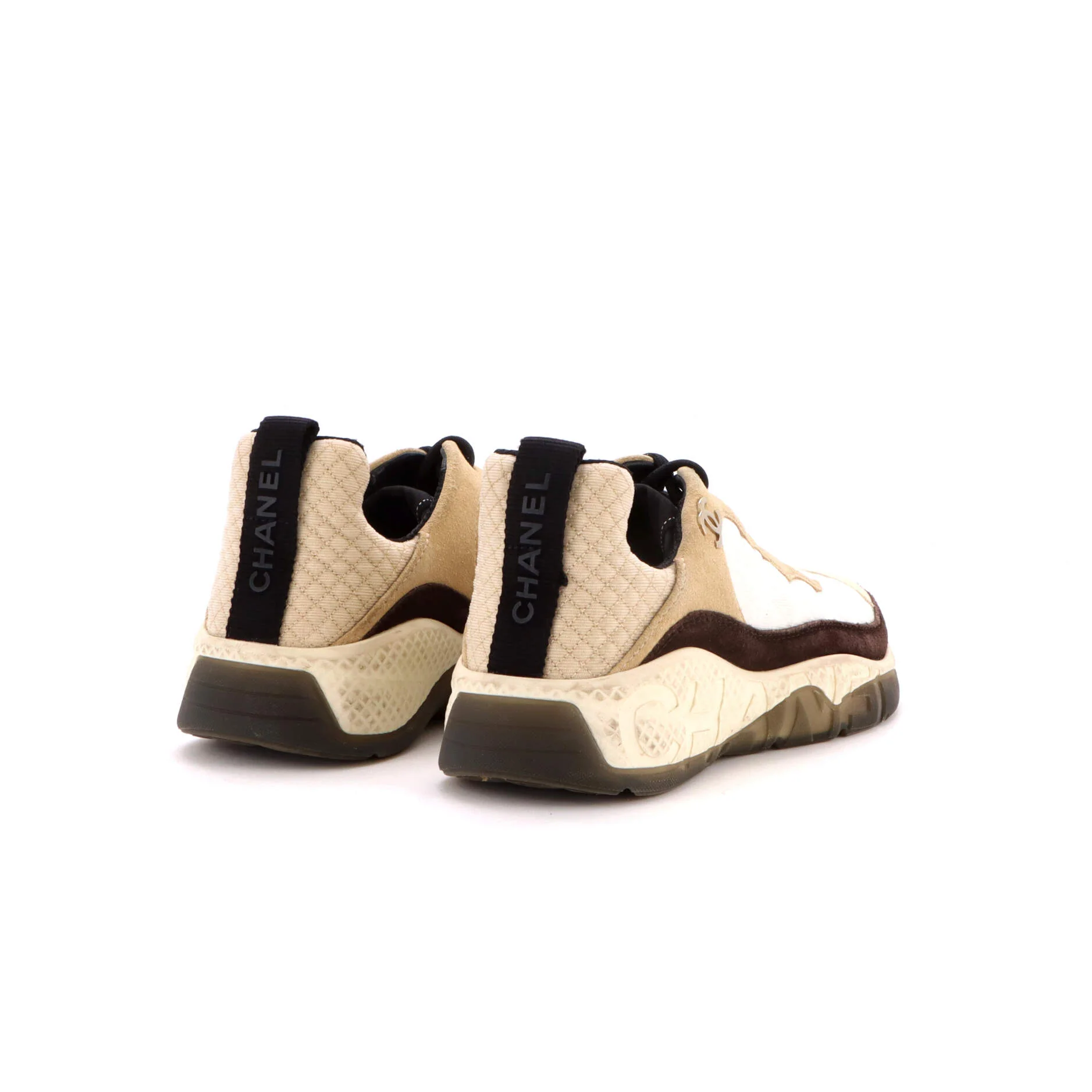 Women's CC Cap Toe Logo Sneakers Quilted Suede and Mixed Fibers - Image 3