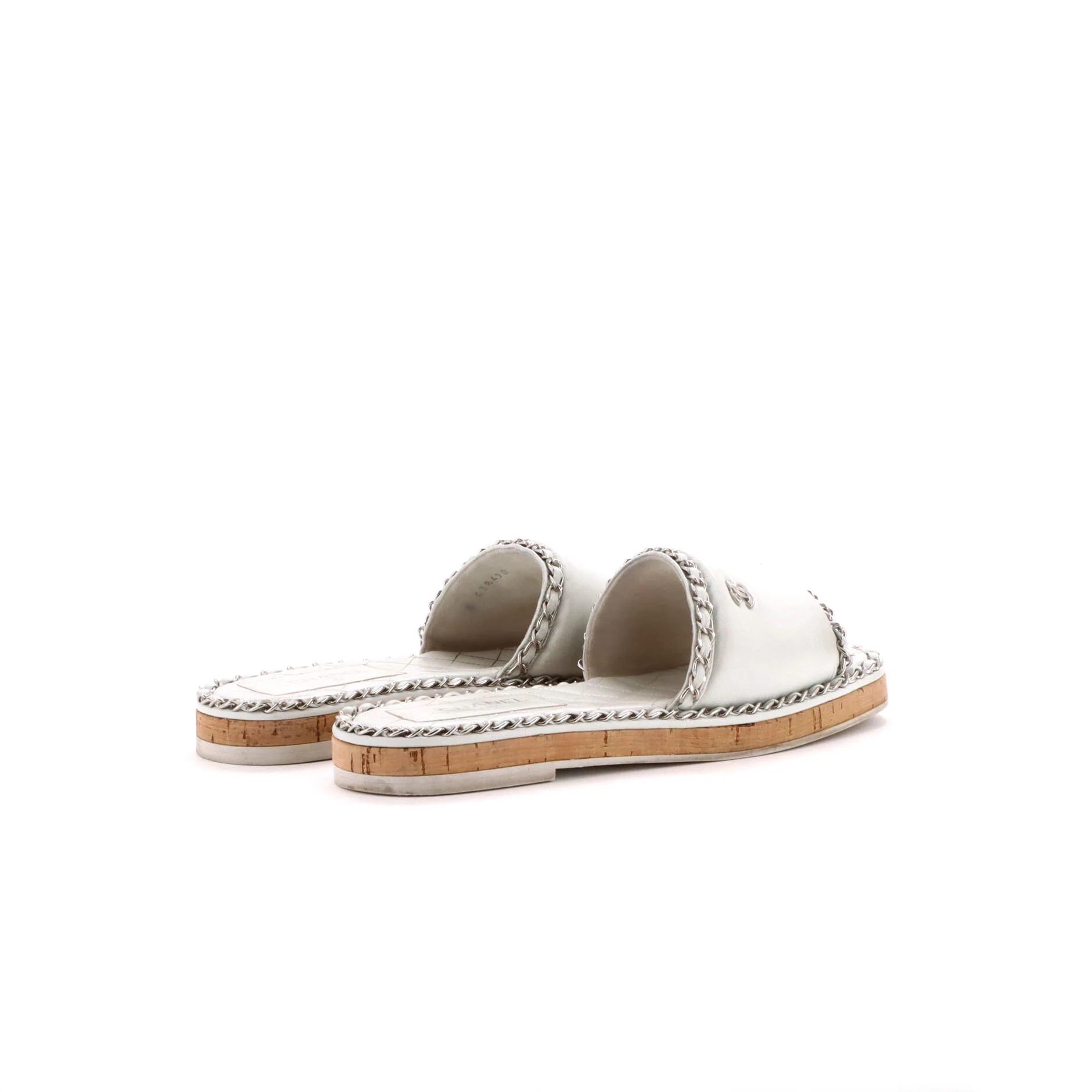 Women's CC Chain Slide Sandals Leather and Cork - Image 3
