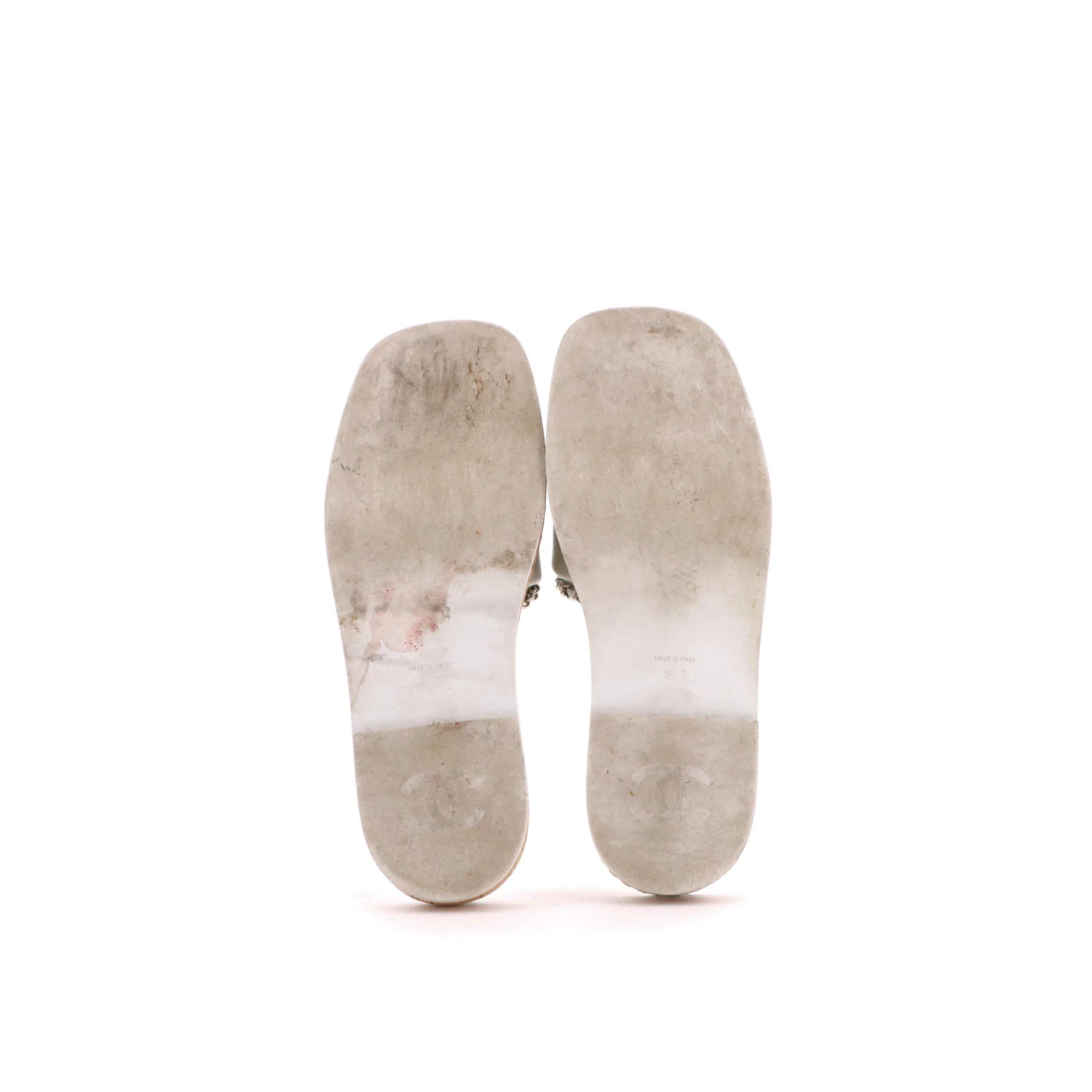 Women's CC Chain Slide Sandals Leather and Cork - Image 4