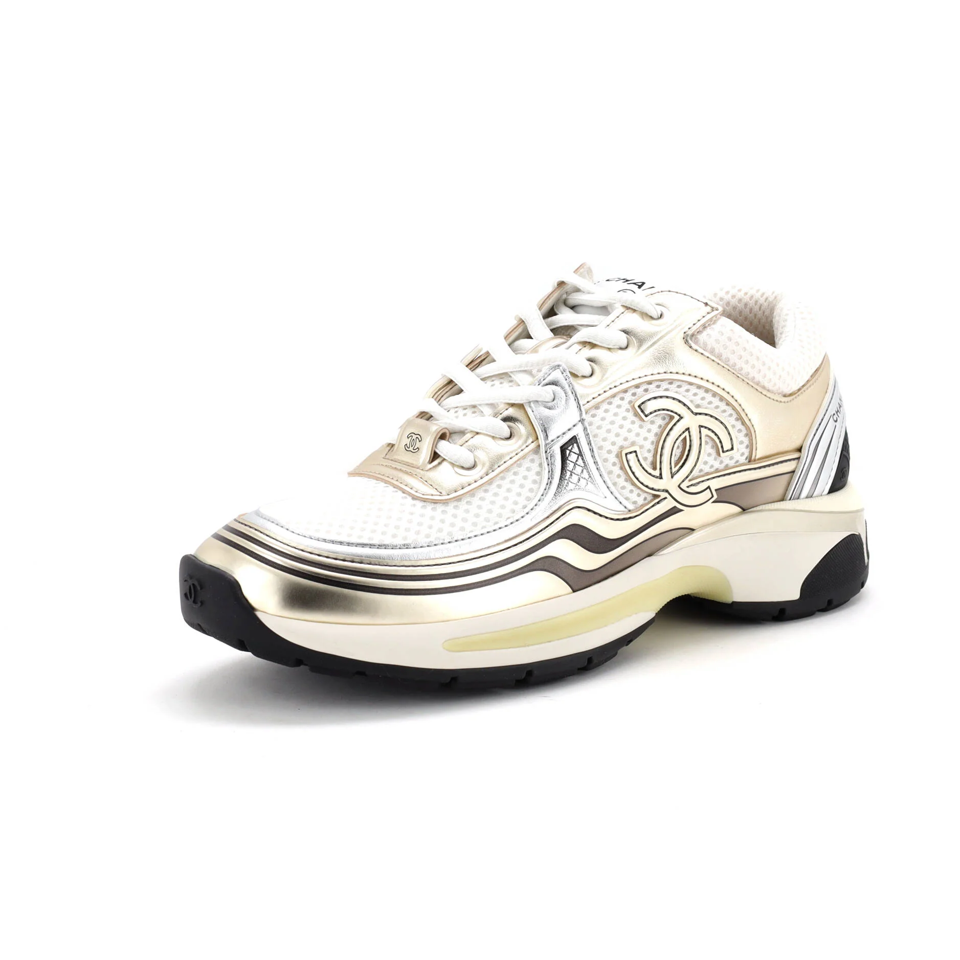 Women's CC Low-Top Sneakers Mesh and Laminated Leather