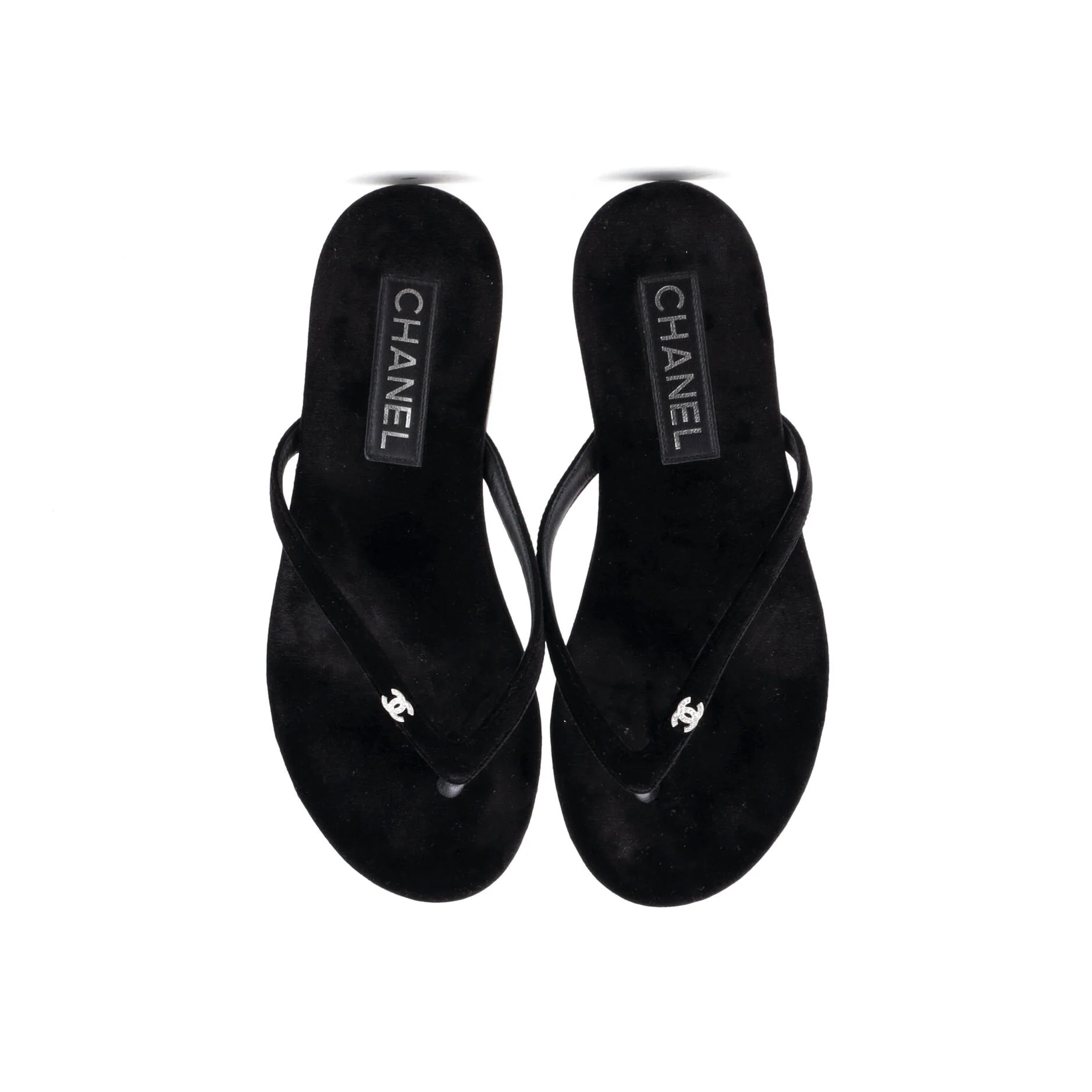 Women's CC Thong Sandals Velvet with Crystals - Image 2
