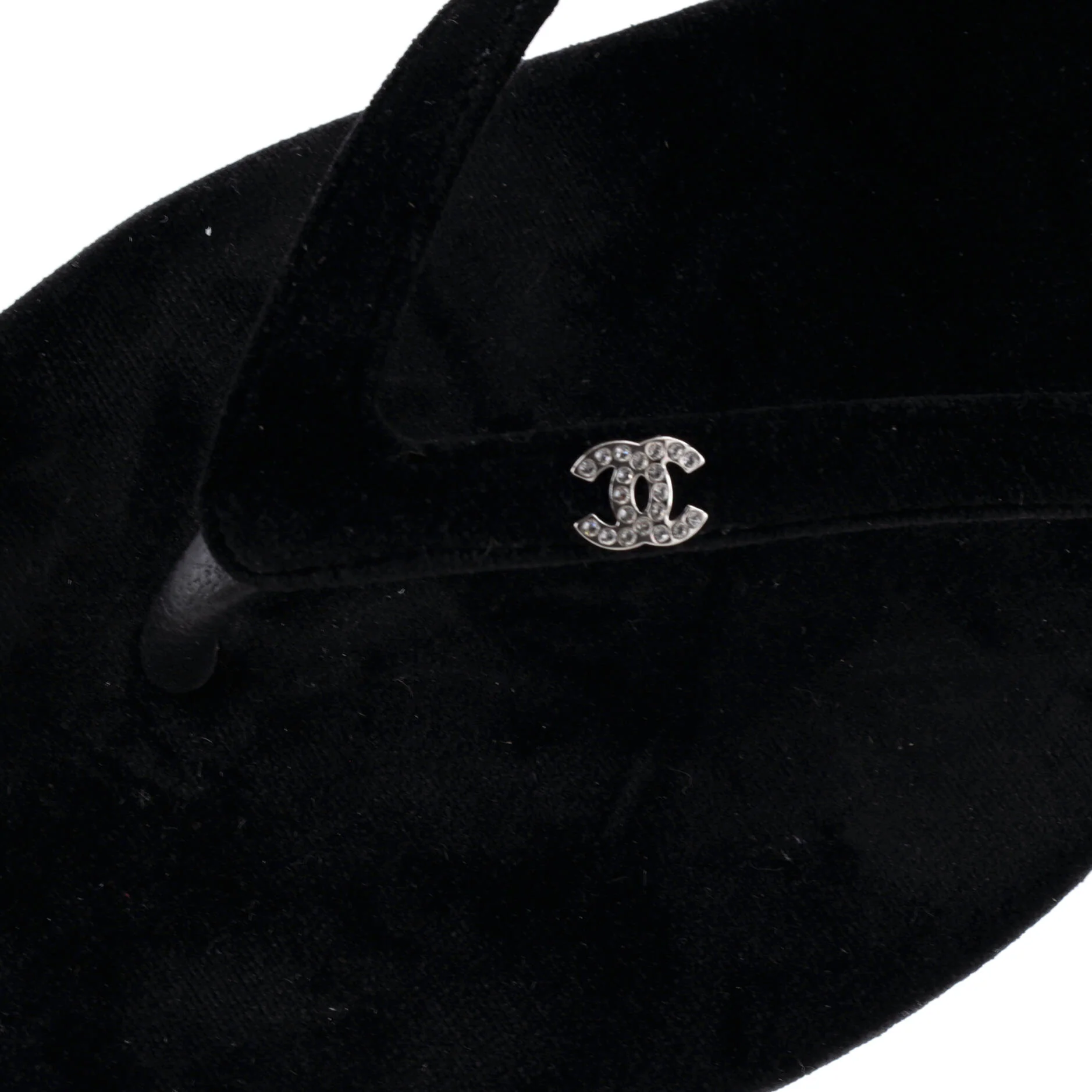 Women's CC Thong Sandals Velvet with Crystals - Image 5