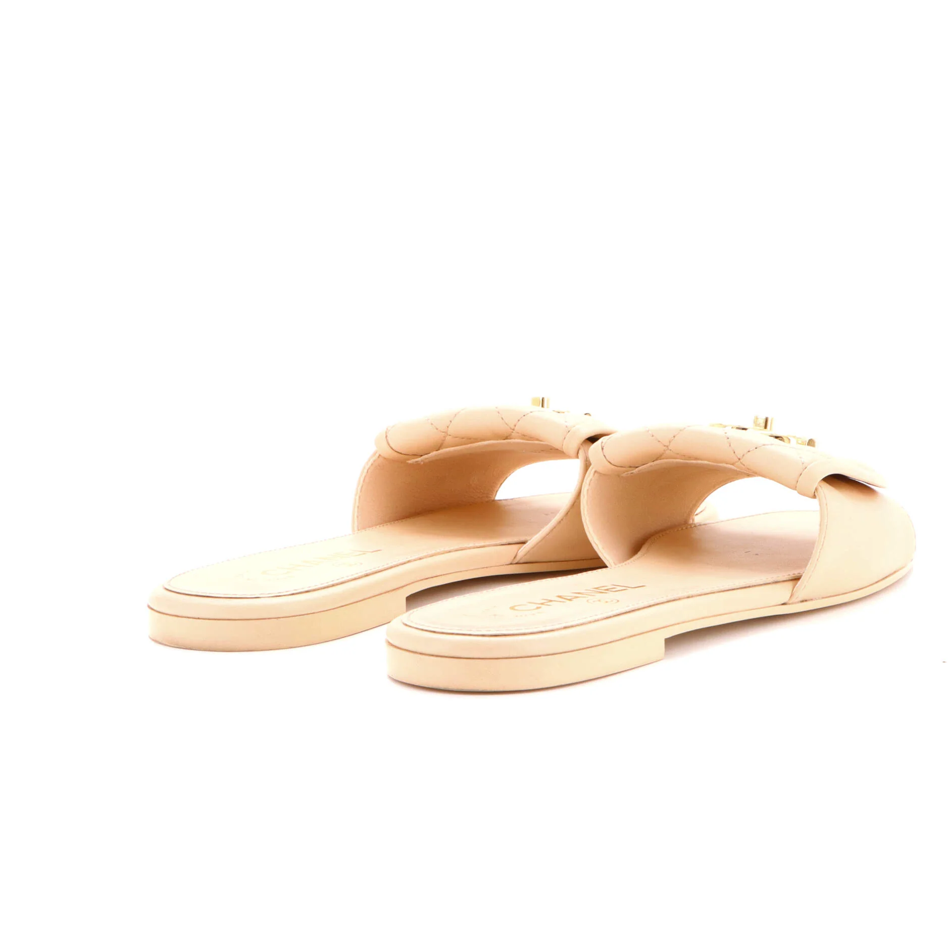 Women's CC Turnlock Slide Sandals Quilted Leather - Image 3