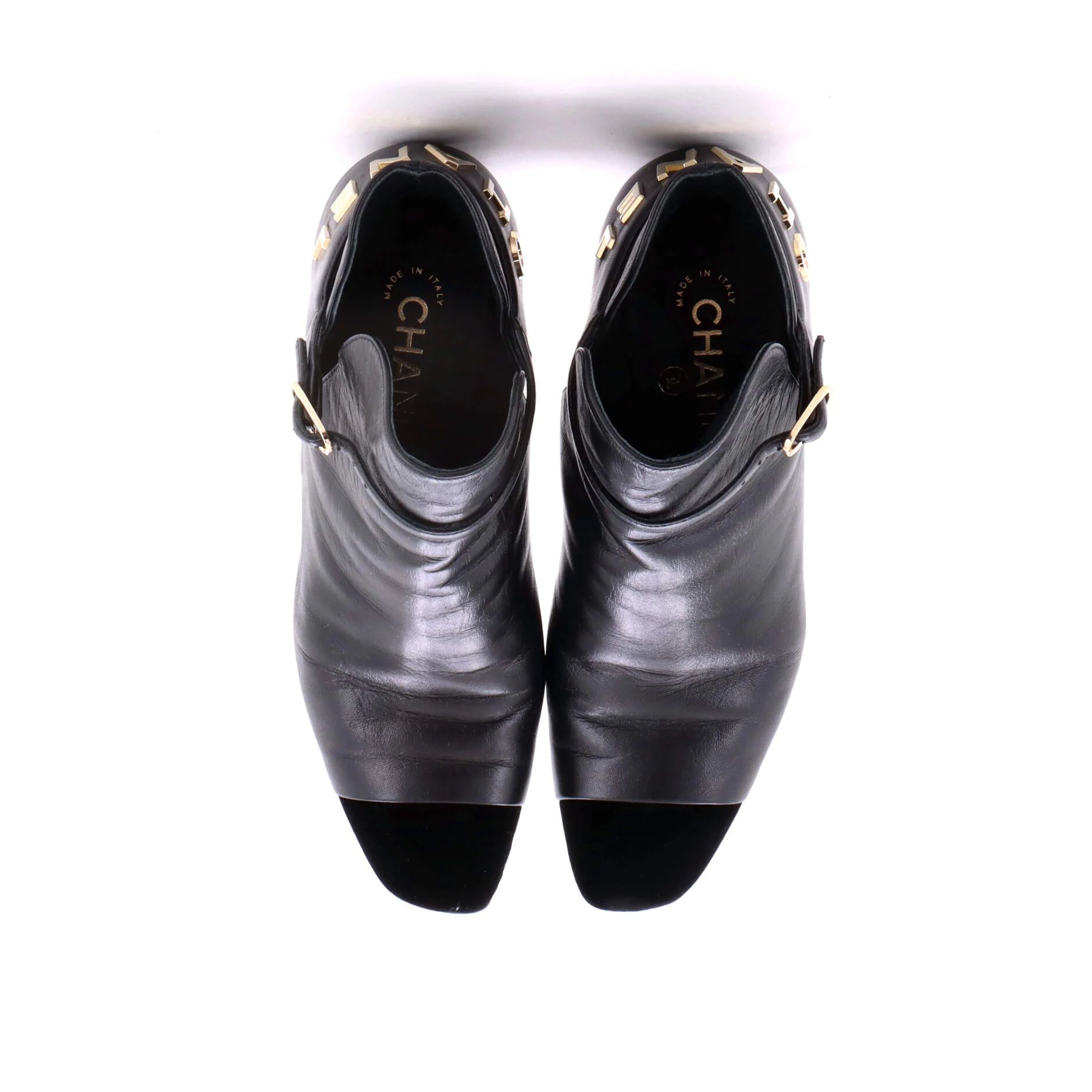 Women's Logo Cap Toe Short Ankle Boots Leather with Velvet - Image 2