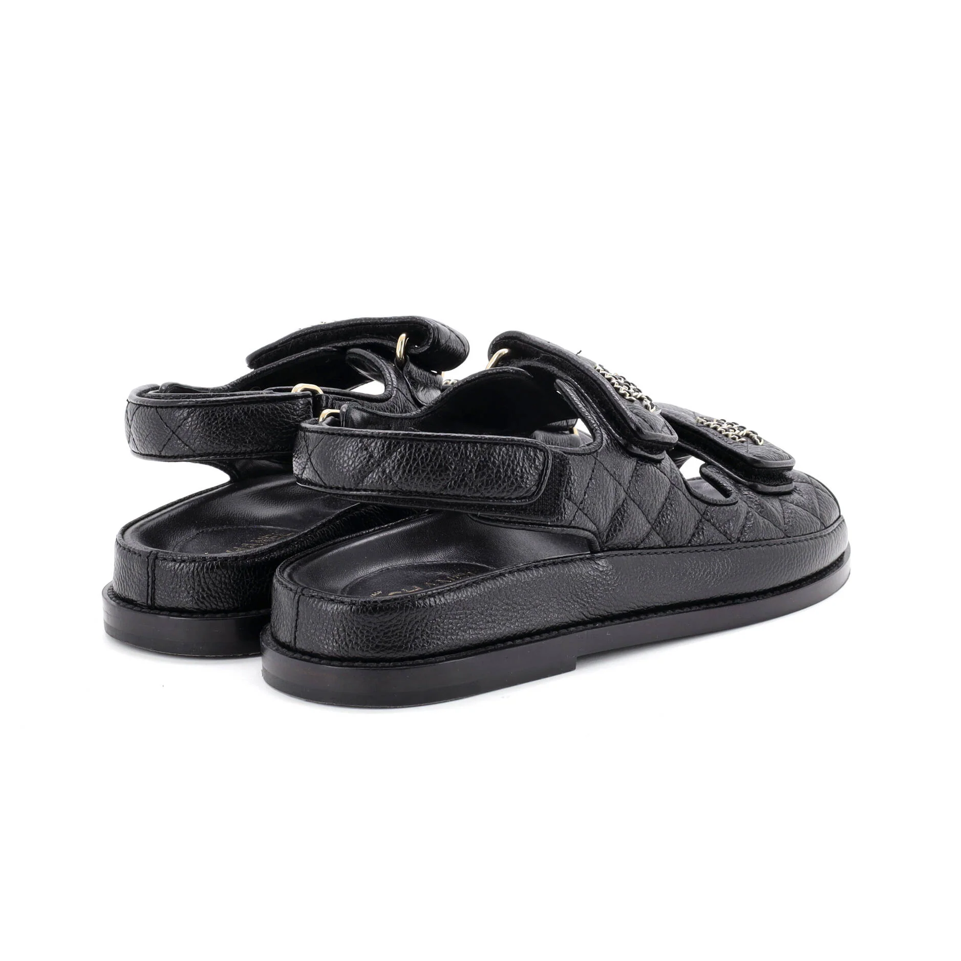 Women's Velcro Dad Sandals Quilted Leather - Image 3