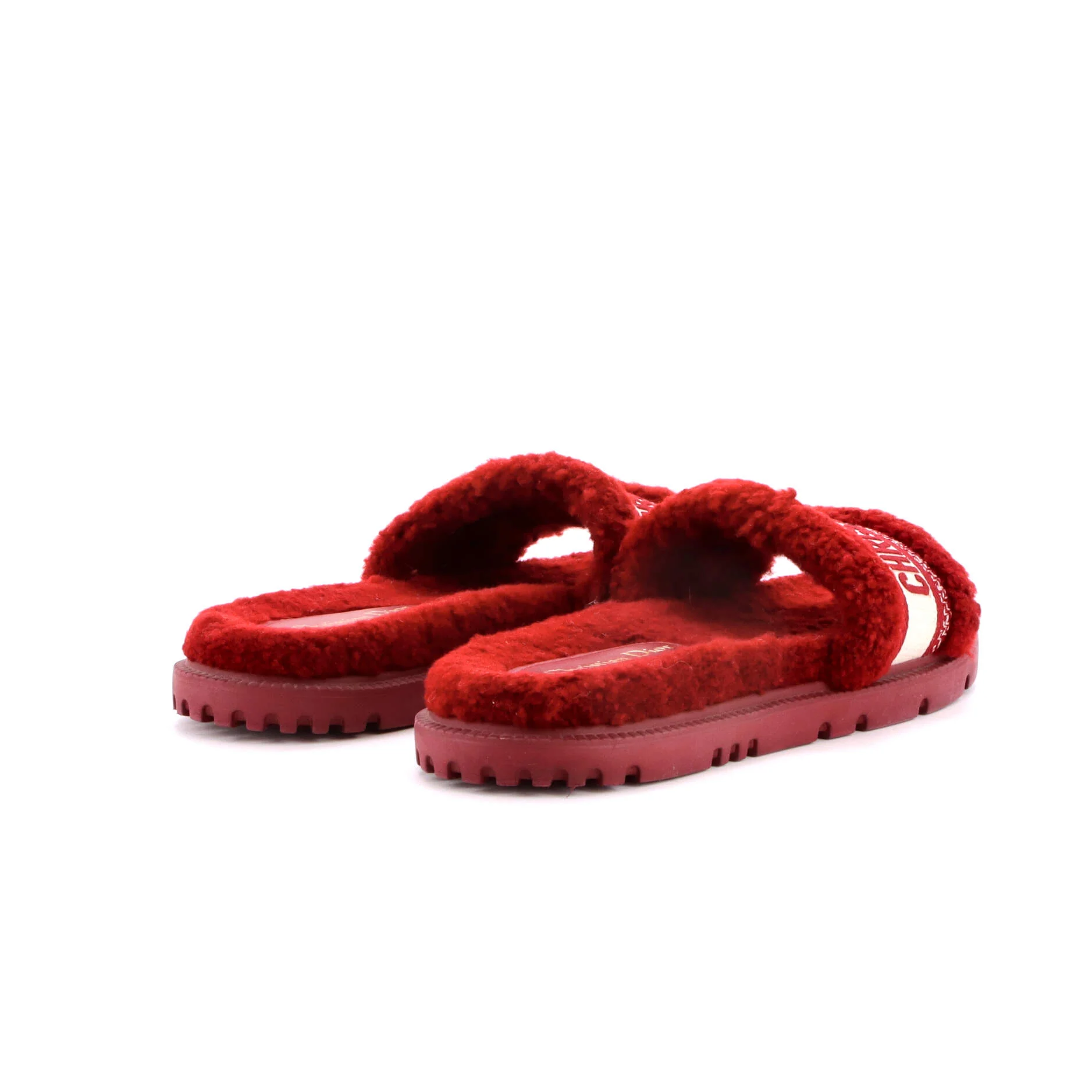 Women's Dway Slide Sandals Embroidered Canvas and Shearling - Image 3