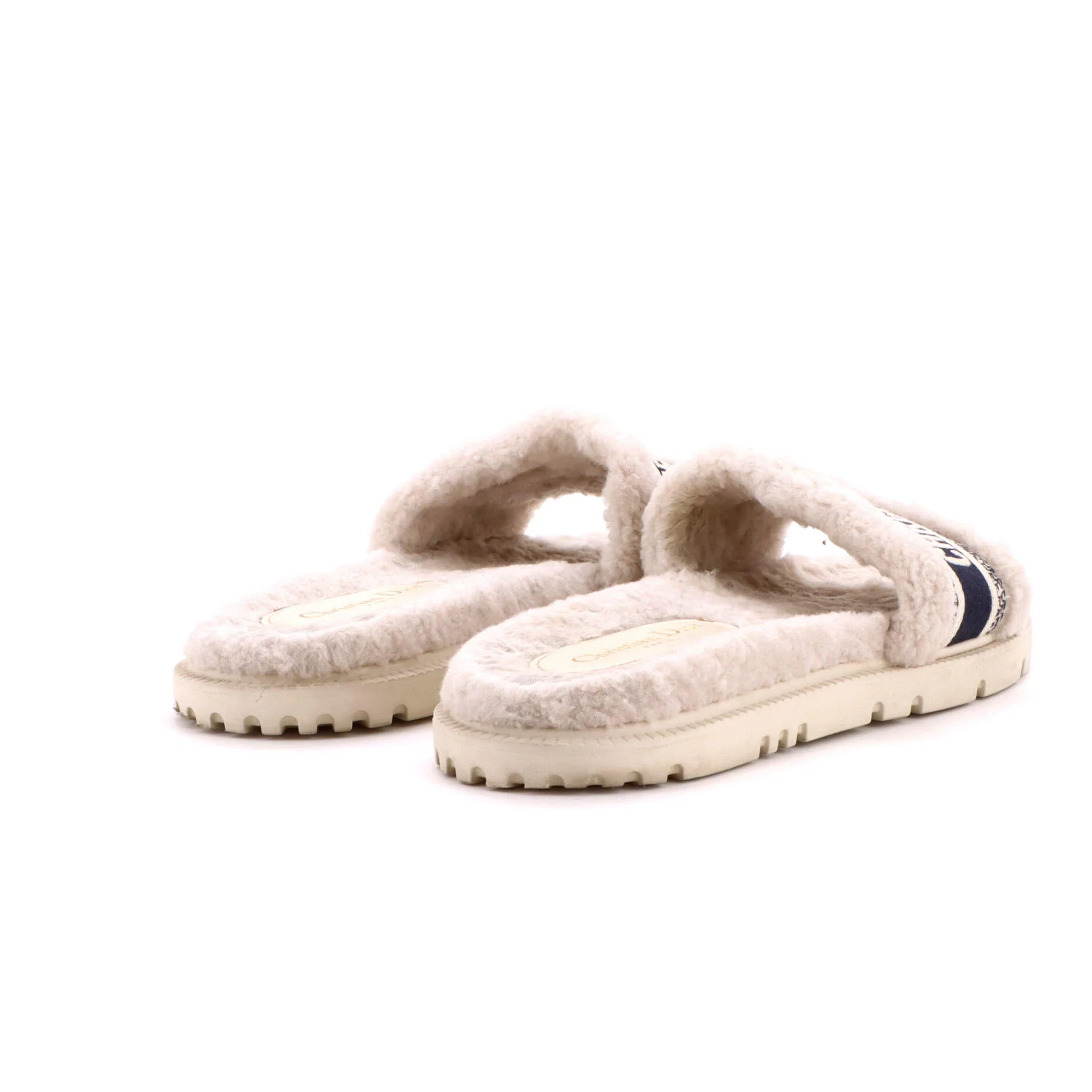 Women's Dway Slide Sandals Embroidered Canvas and Shearling - Image 3