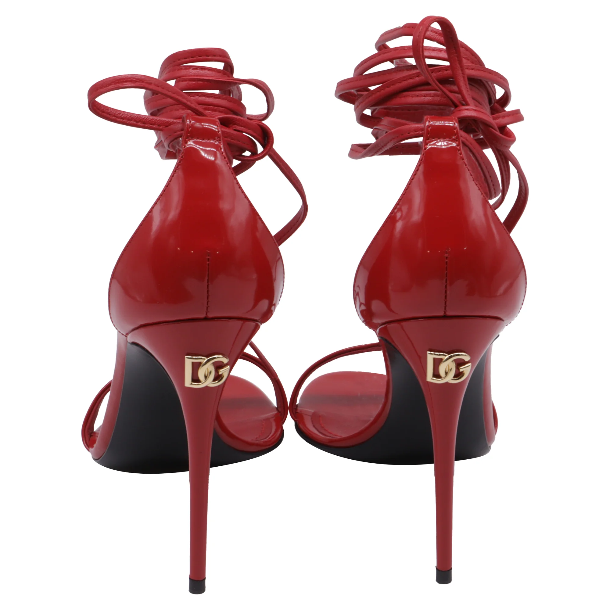 Women's Dolce & Gabbana Keira Wrap Around Sandals in Red Patent Leather - Image 5