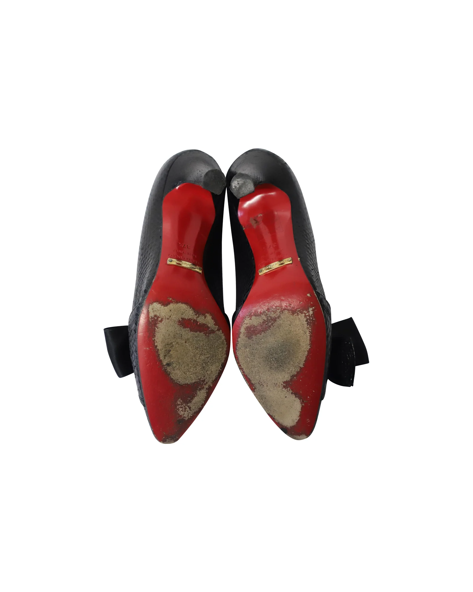 Women's Dolce & Gabbana Snakeskin Embossed Pumps in Black Leather - Image 5
