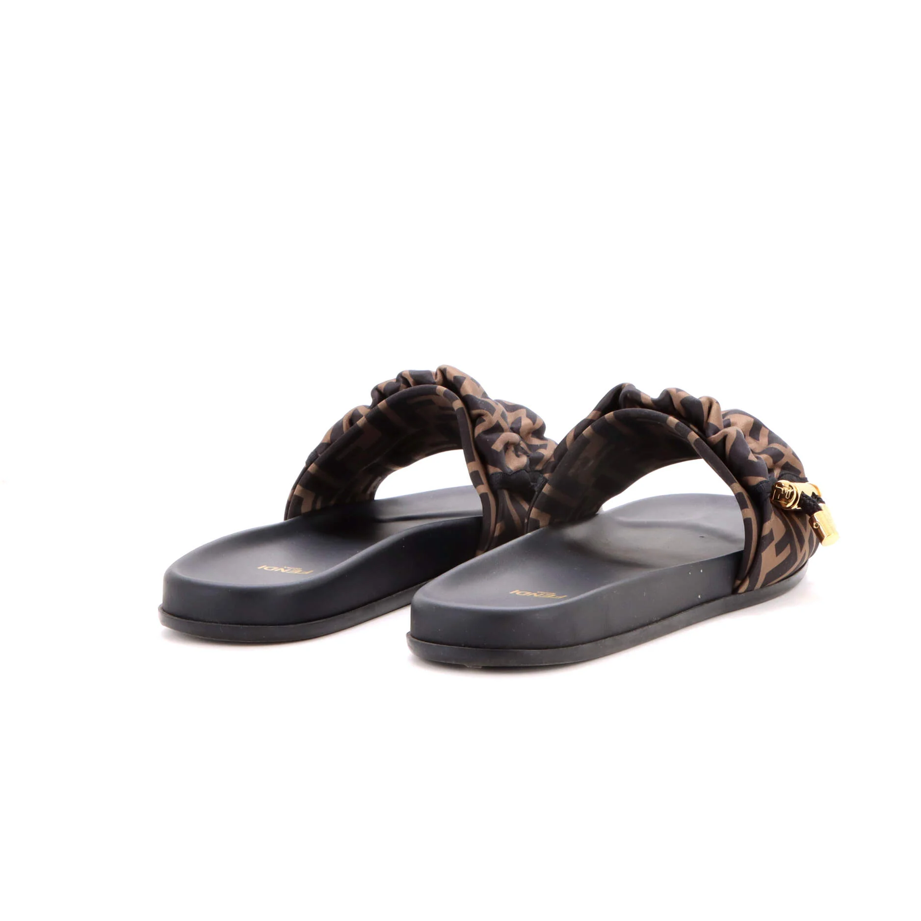Women's Fendi Feel Slide Sandals Zucca Satin - Image 3
