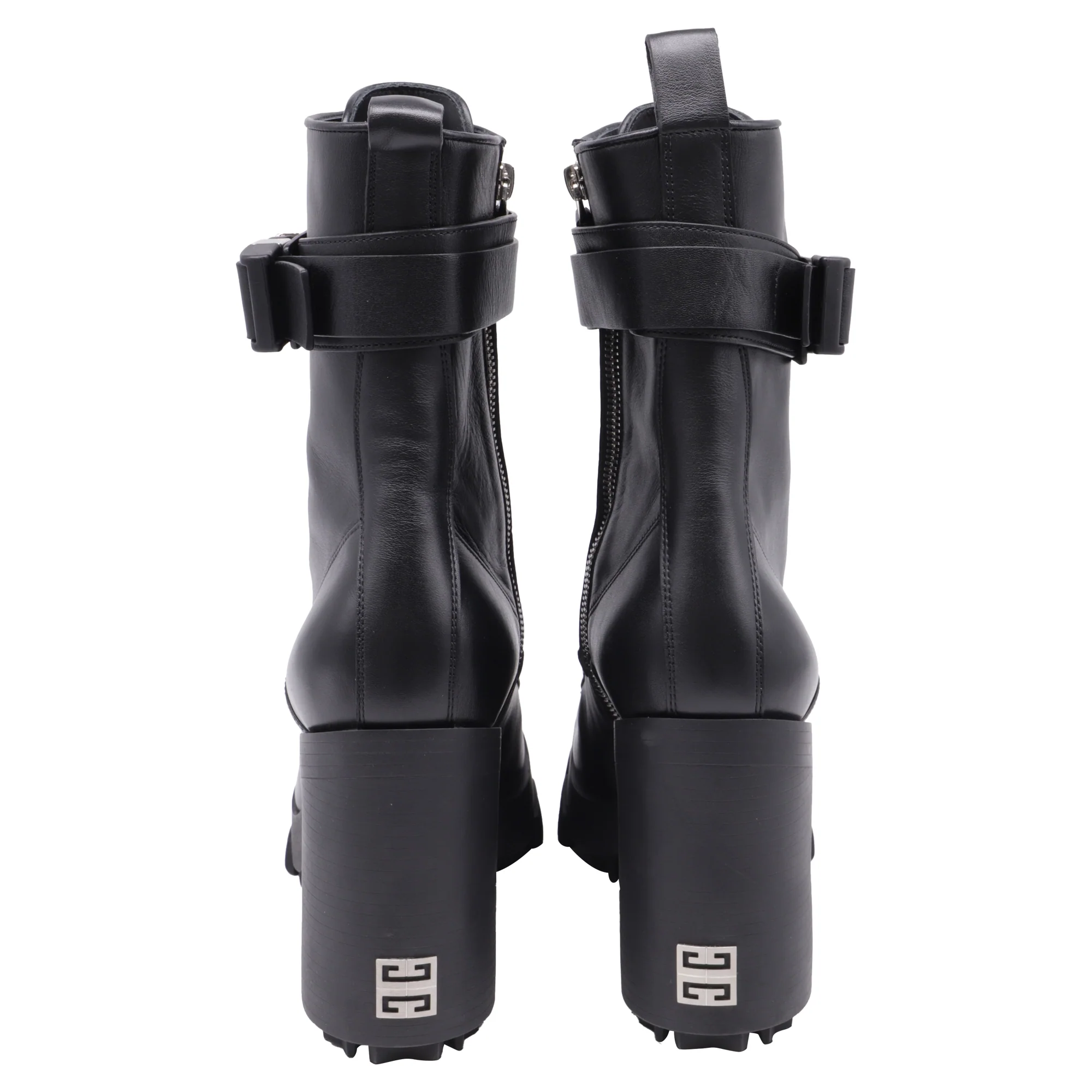 Women's Givenchy Terra Heeled Combat Boots in Black Calf Leather - Image 5