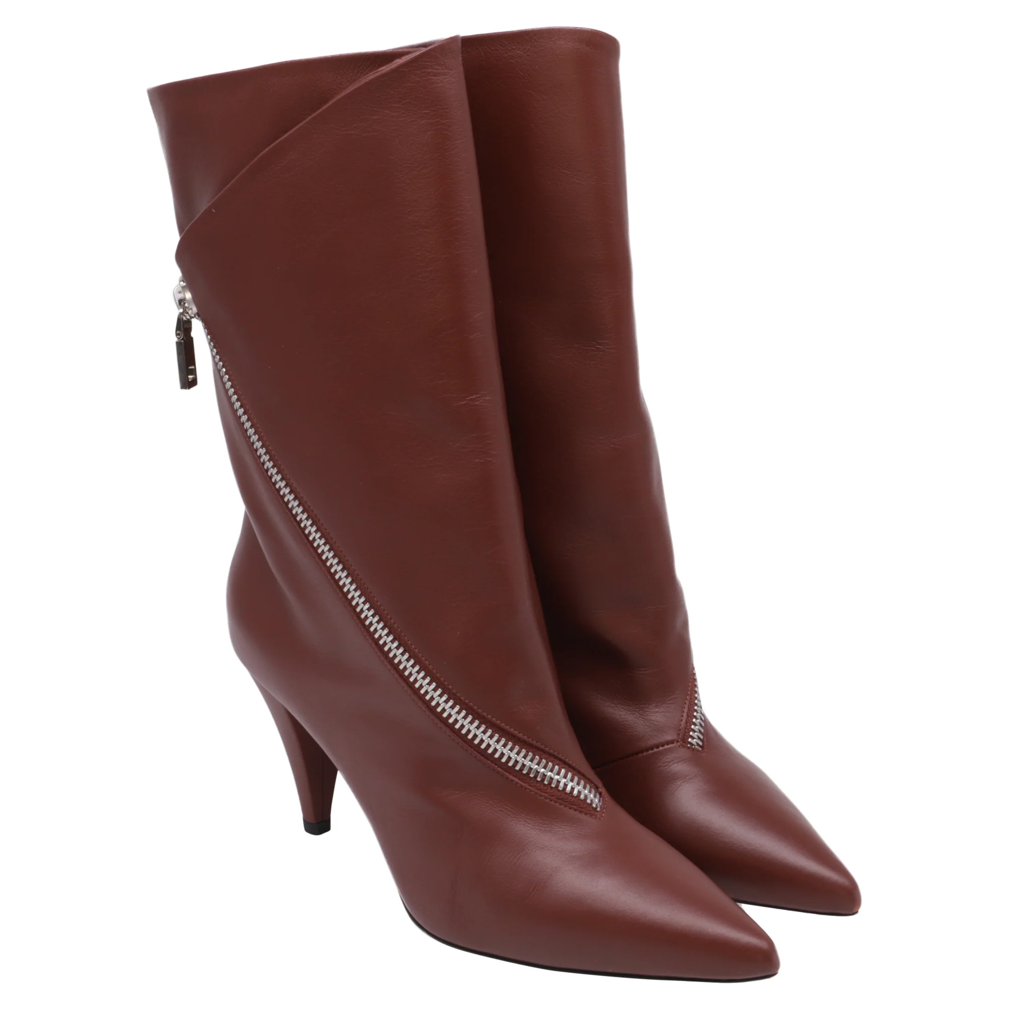 Women's Givenchy Zip-Detail 80 Ankle Boots in Brown Leather - Image 3